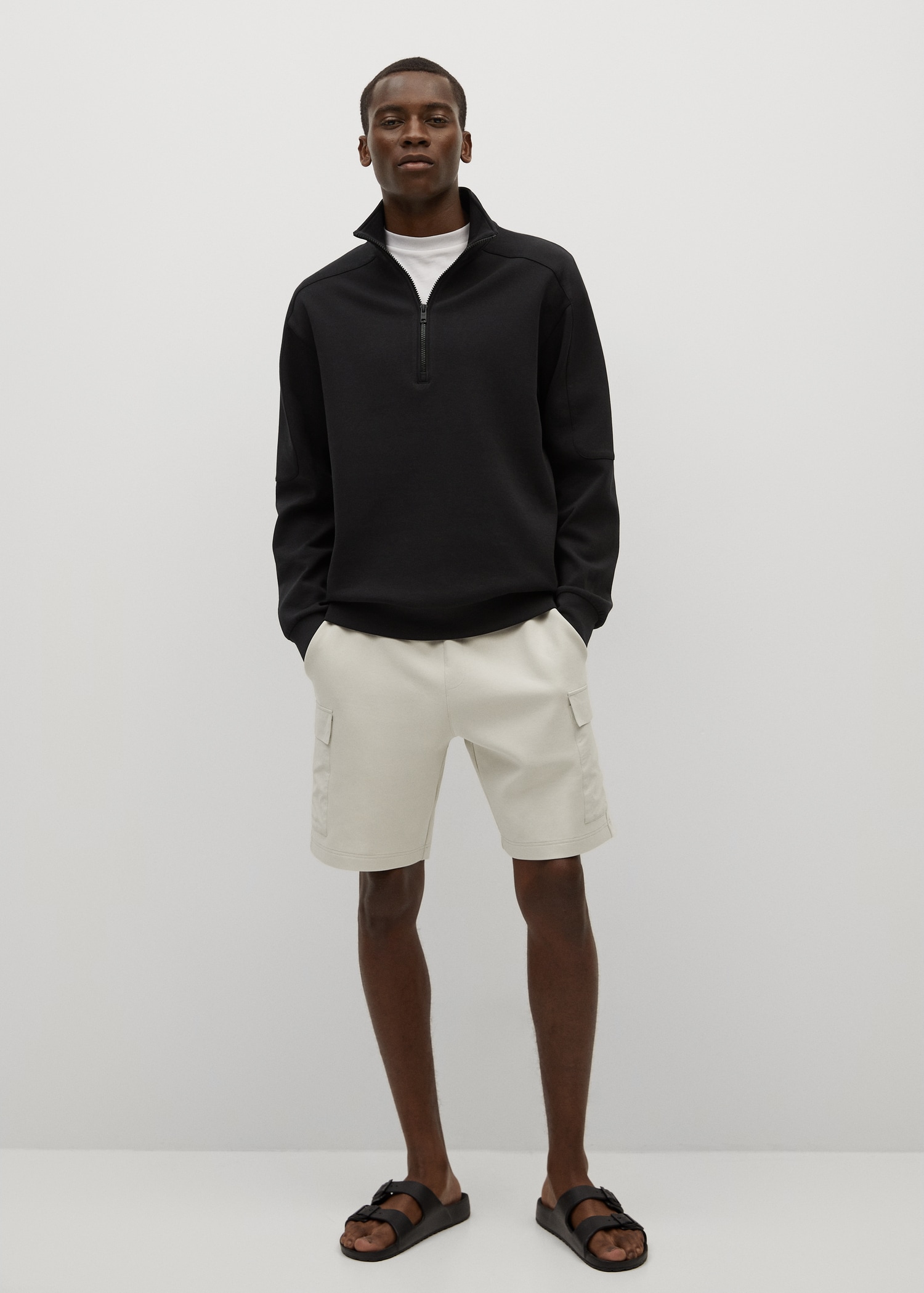 Sudadera algodón cuello cremallera - Plano general