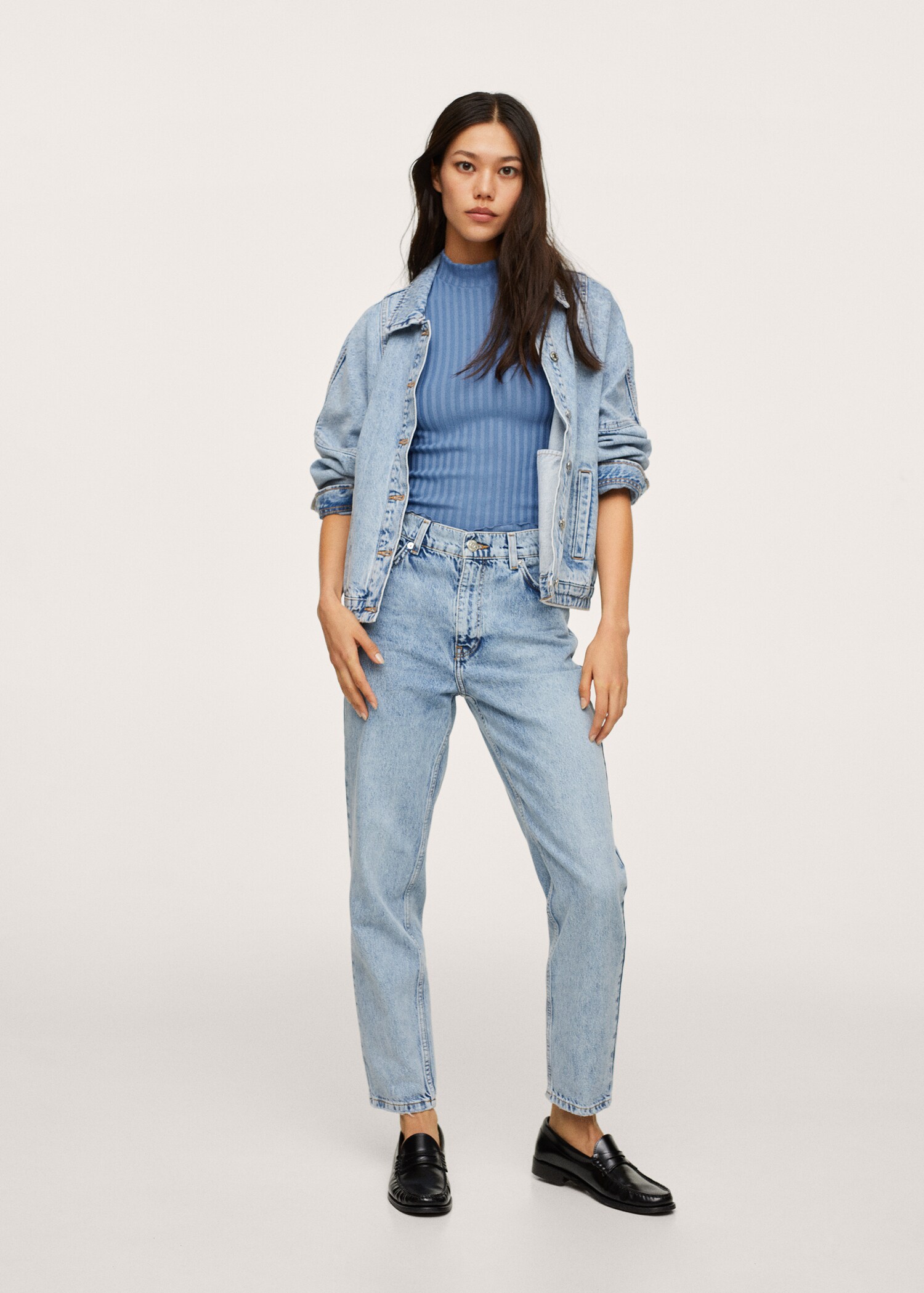 High collar ribbed top - General plane