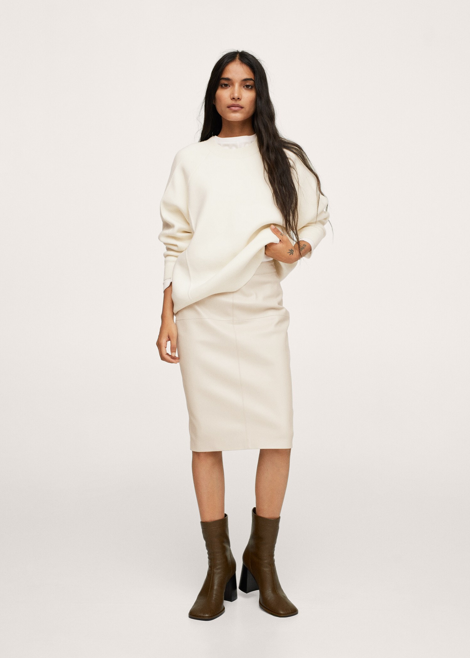 Faux-leather pencil skirt - General plane