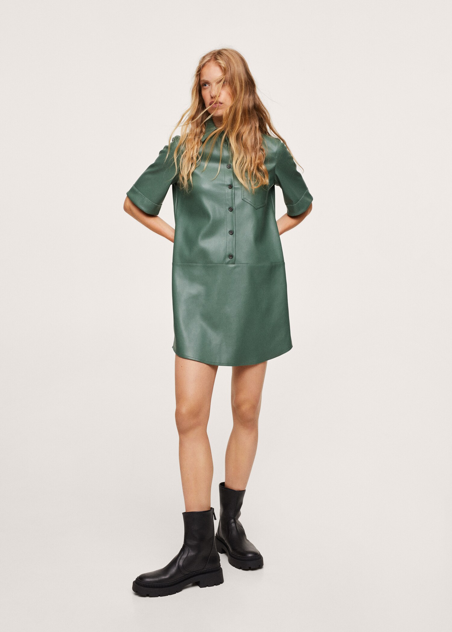 Faux-leather shirt dress - General plane