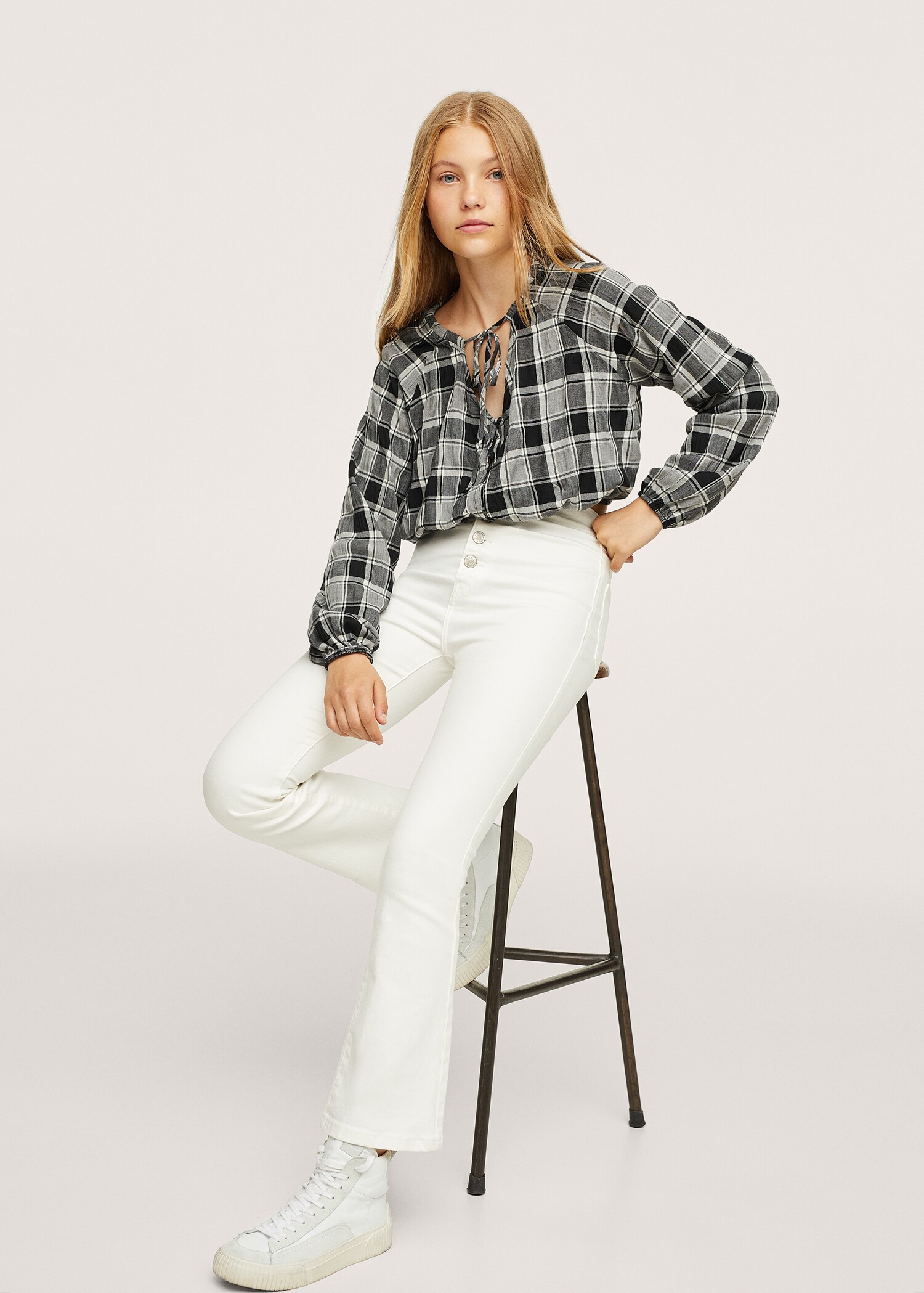 Blusa estampado cuadros - Plano general