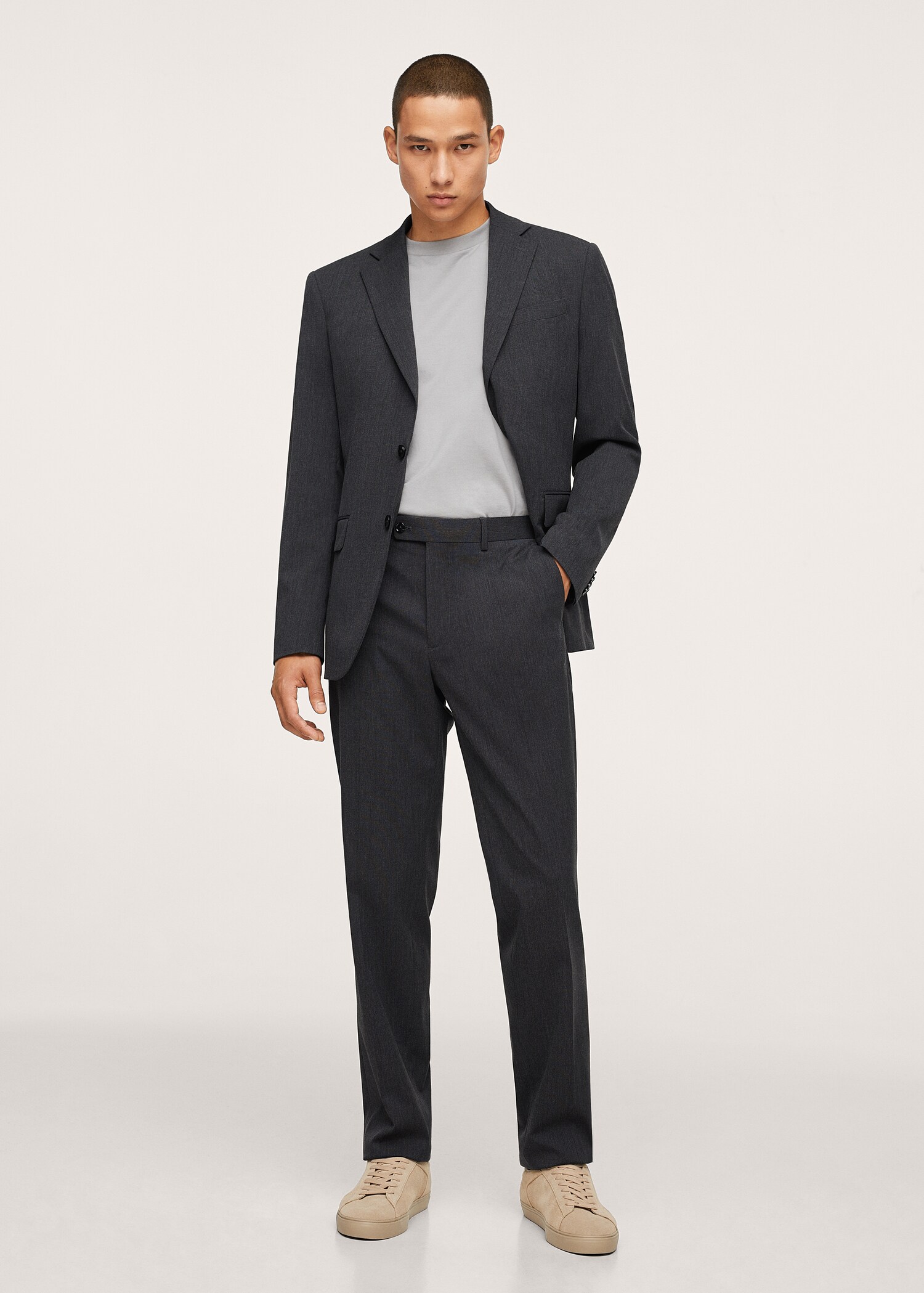 Regular fit microstructure suit blazer - General plane