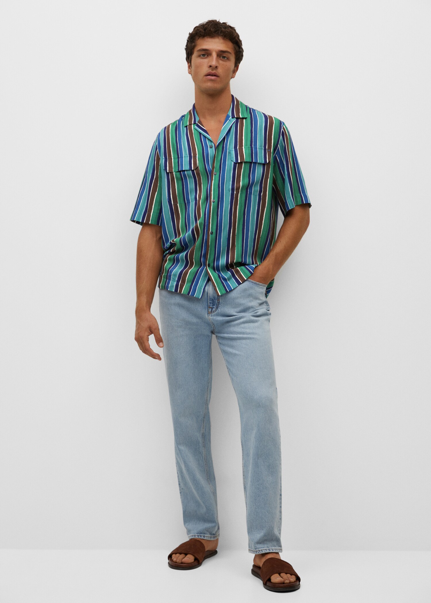 Camisa fluida bowling rayas - Plano general