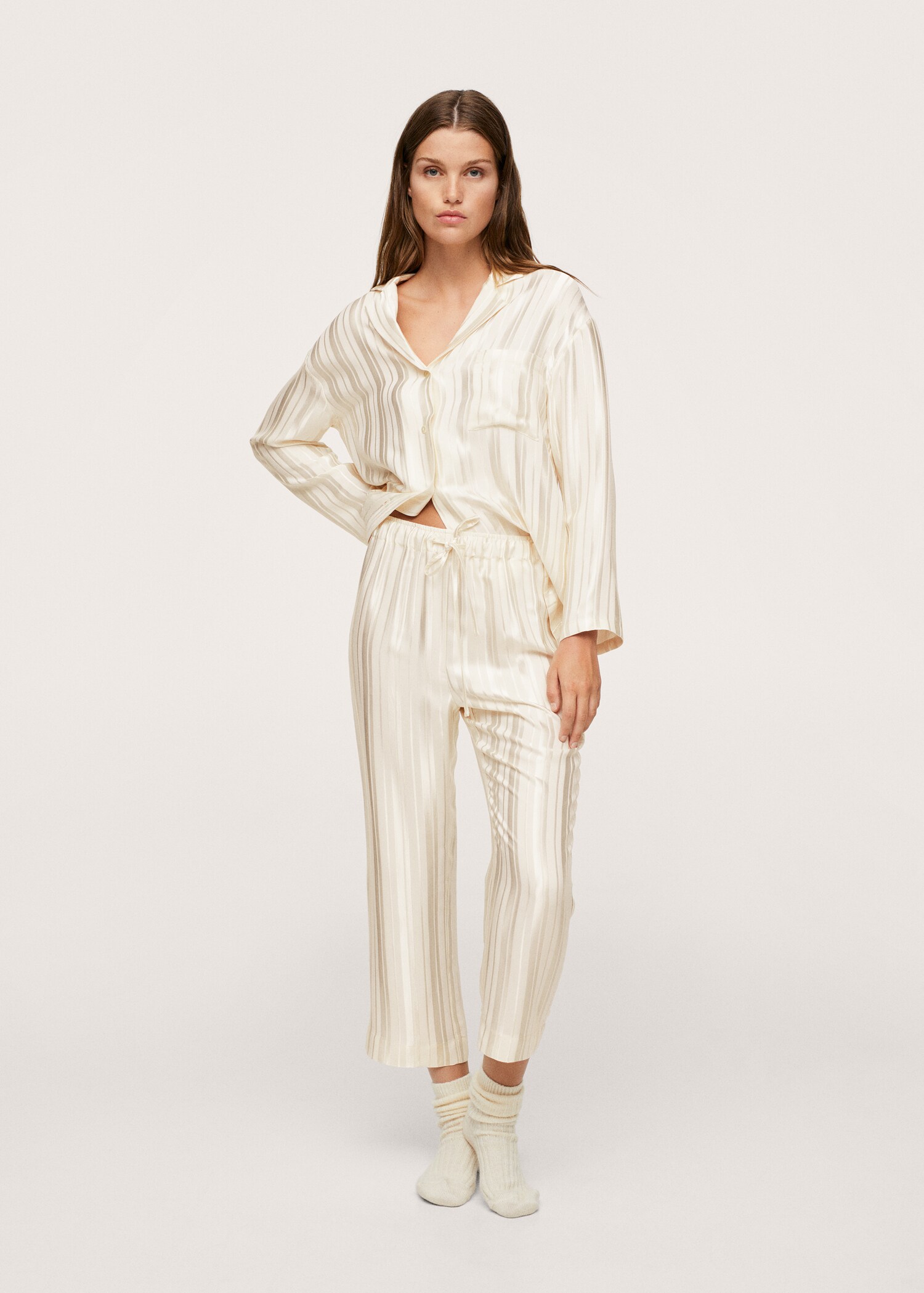 Pantalón pijama satinado rayas - Plano general