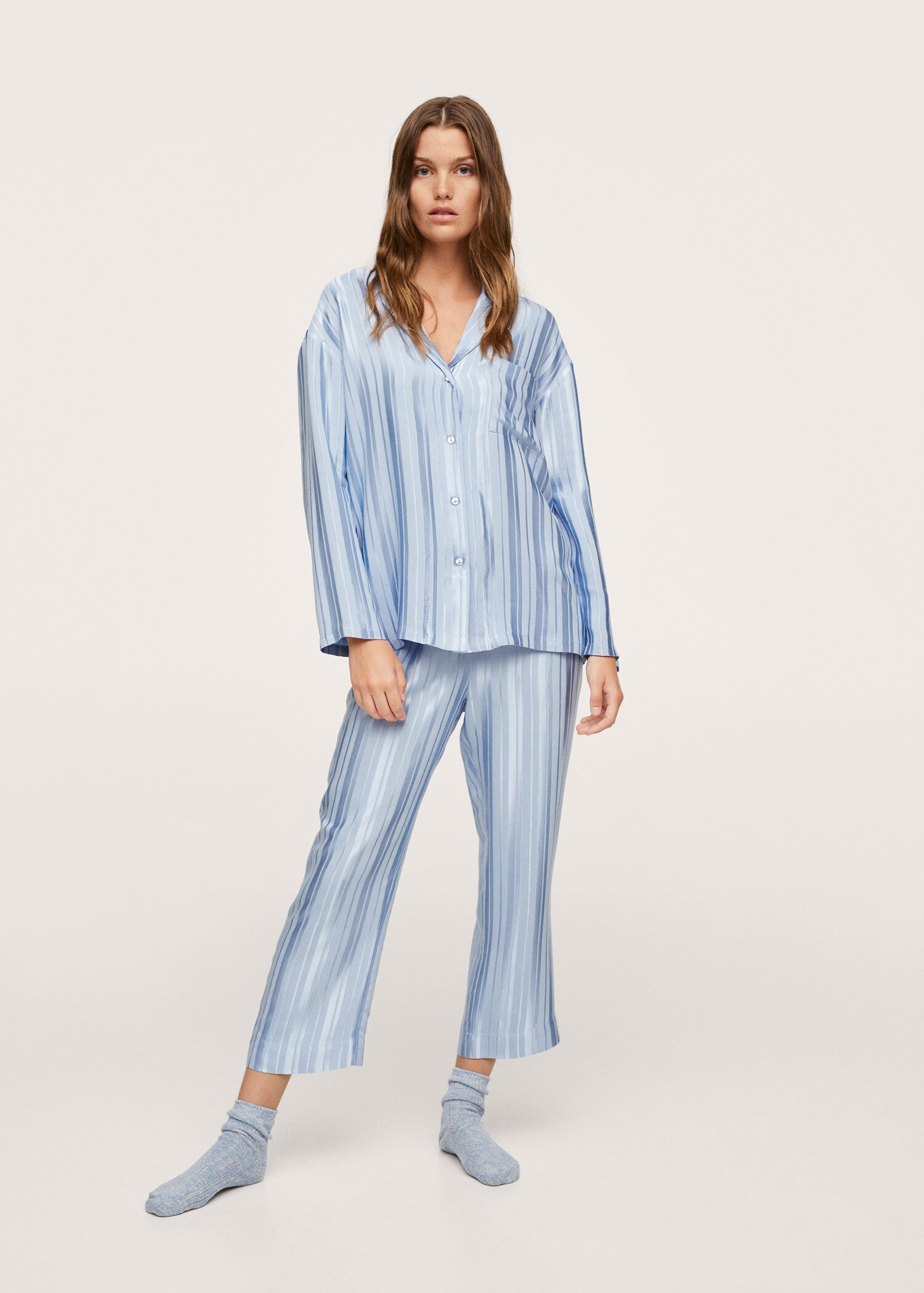 Pantalón pijama satinado rayas - Plano general
