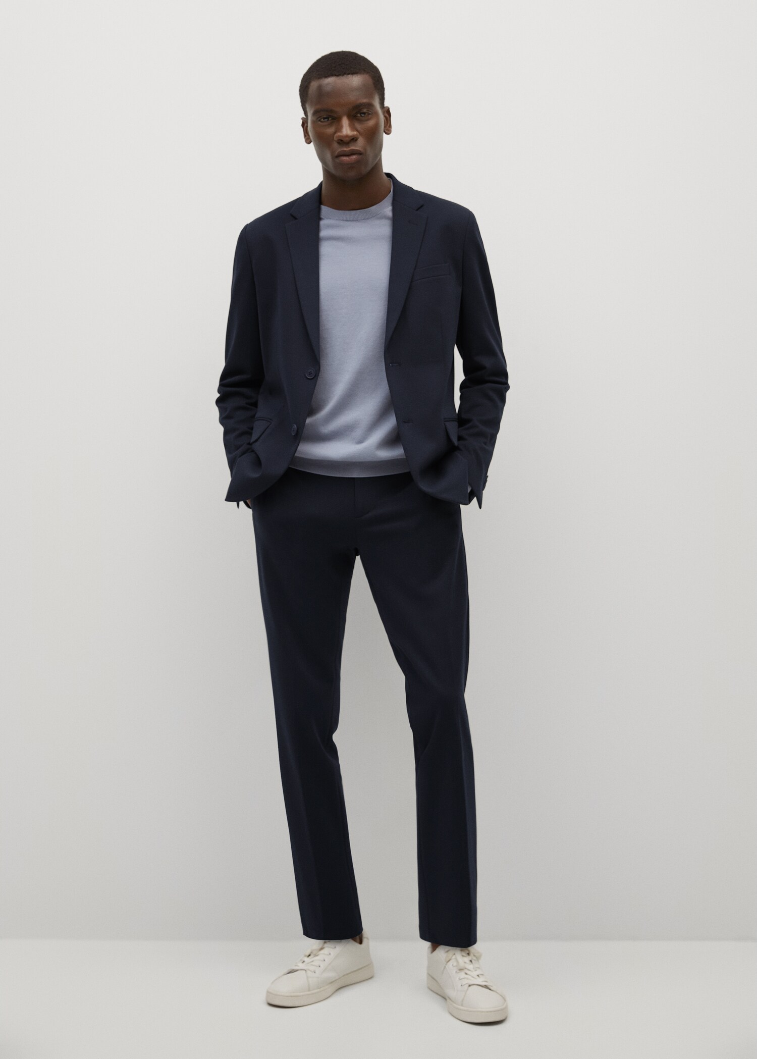 Bavlněné oblekové kalhoty slim fit - Celkový náhled