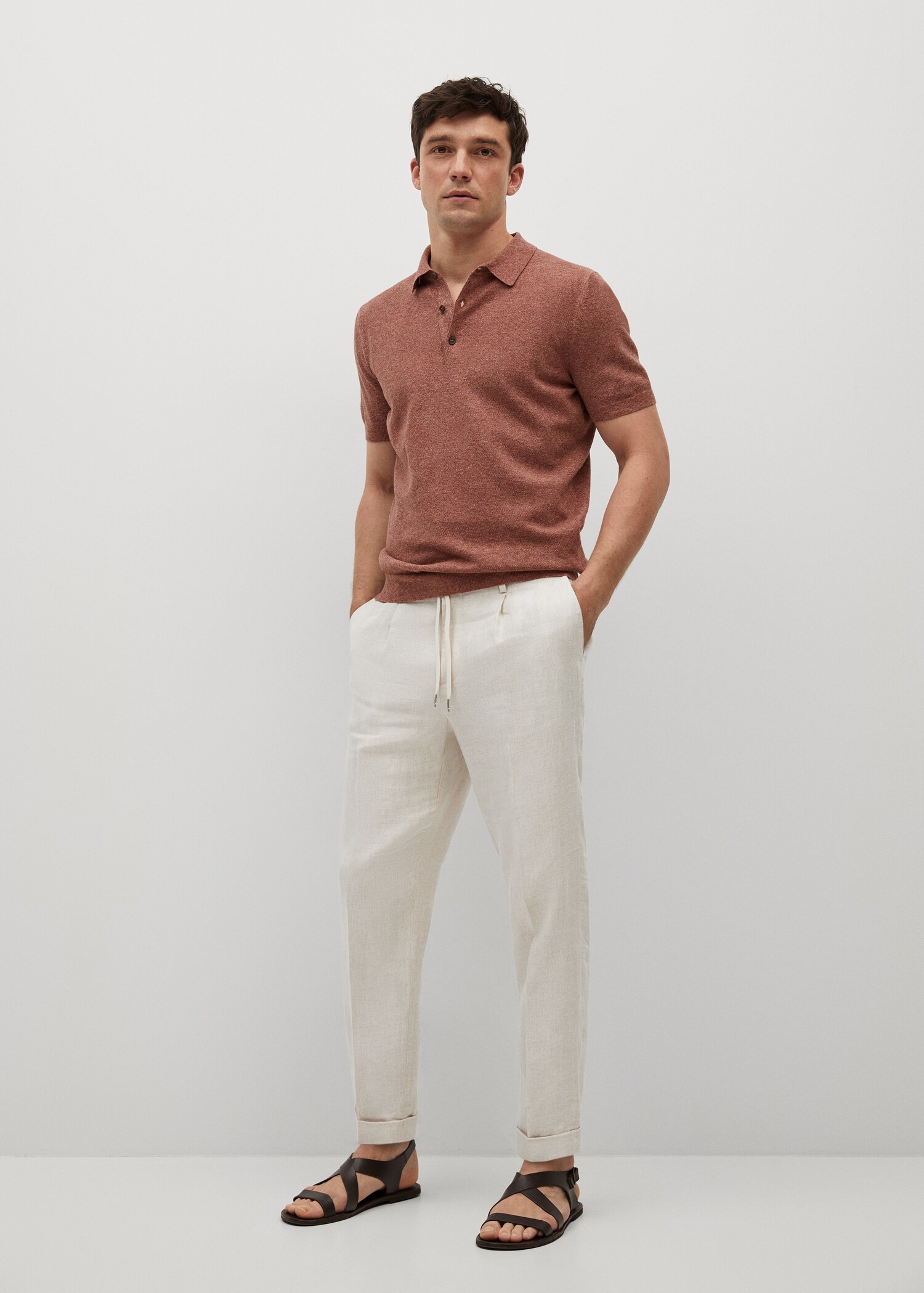Pantalón pinzas lino - Plano general