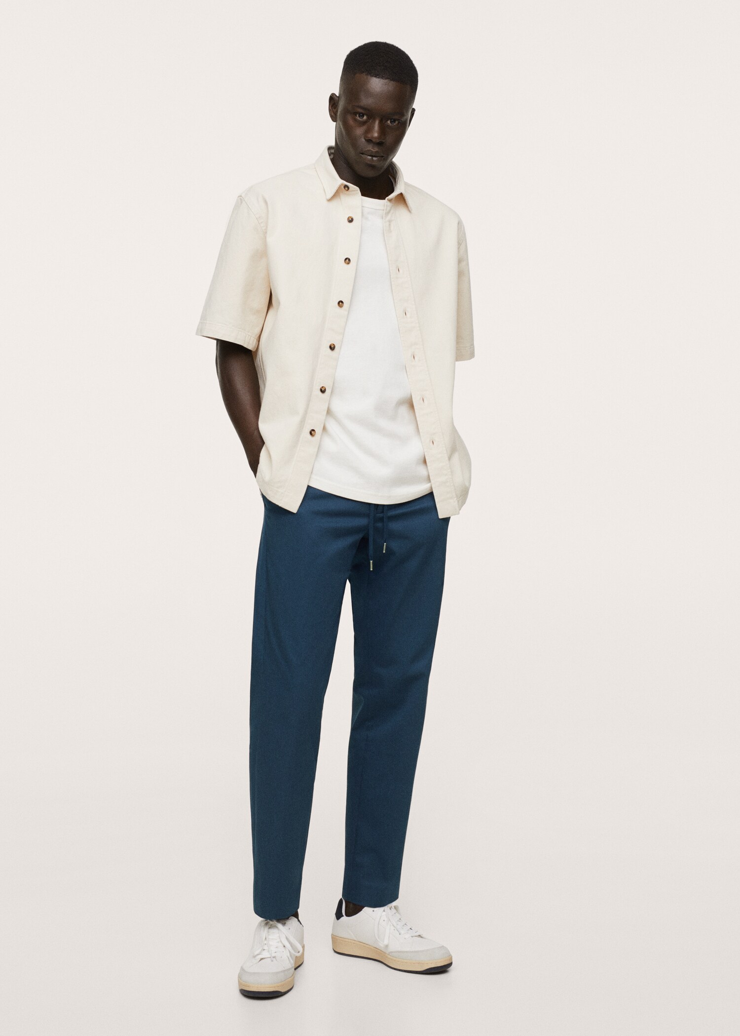 Bavlněné kalhoty regular fit cropped - Celkový náhled