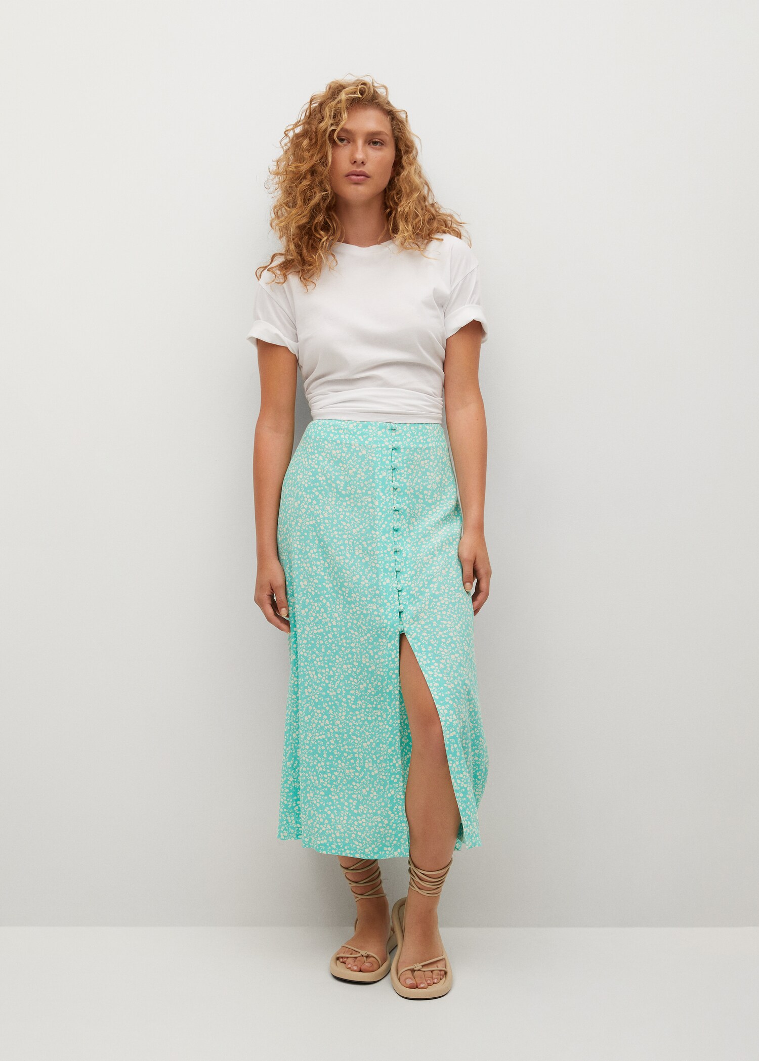 Falda estampada botones - Plano general