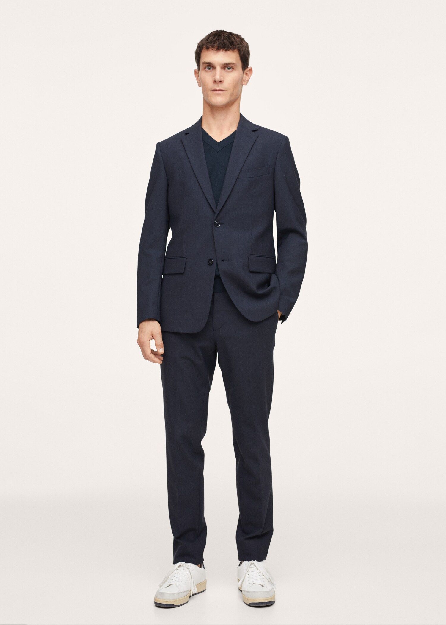 Lněné oblekové kalhoty slim fit - Celkový náhled
