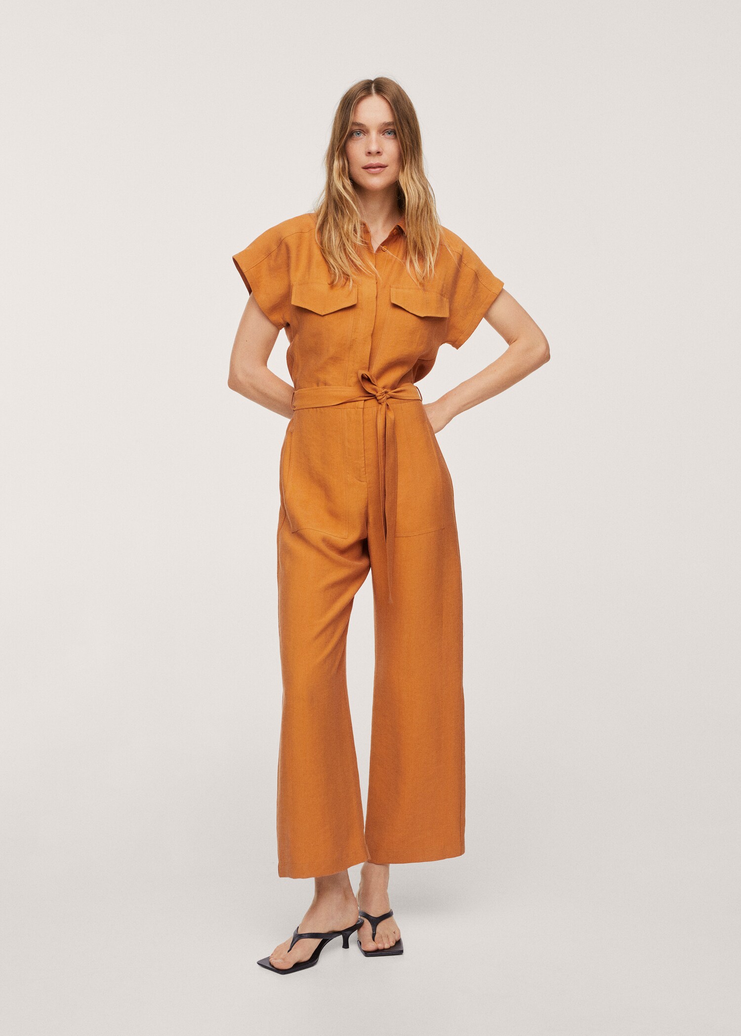 Lyocell jumpsuit with belt - General plane