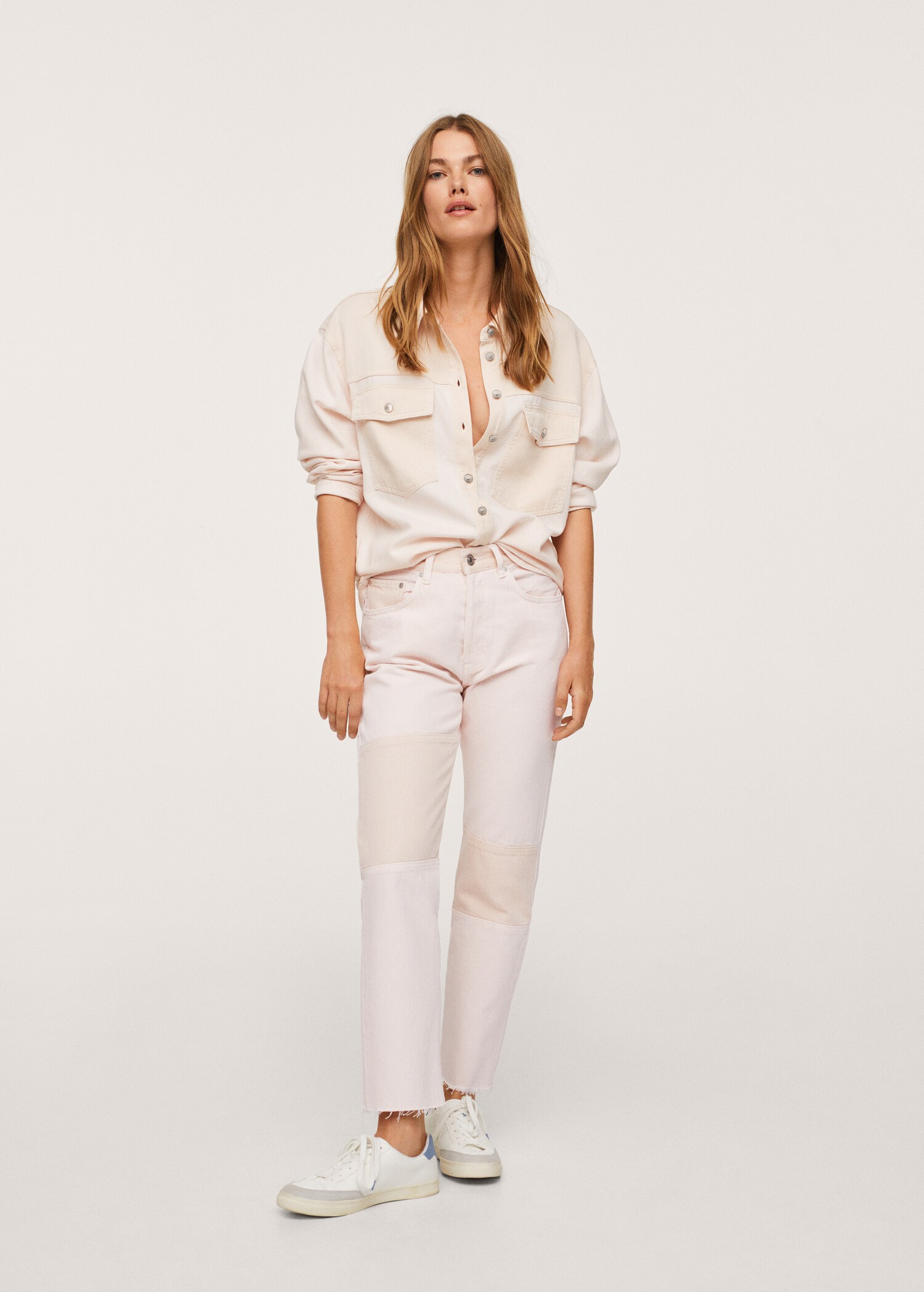 Jeans rectos tiro alto crop - Plano general