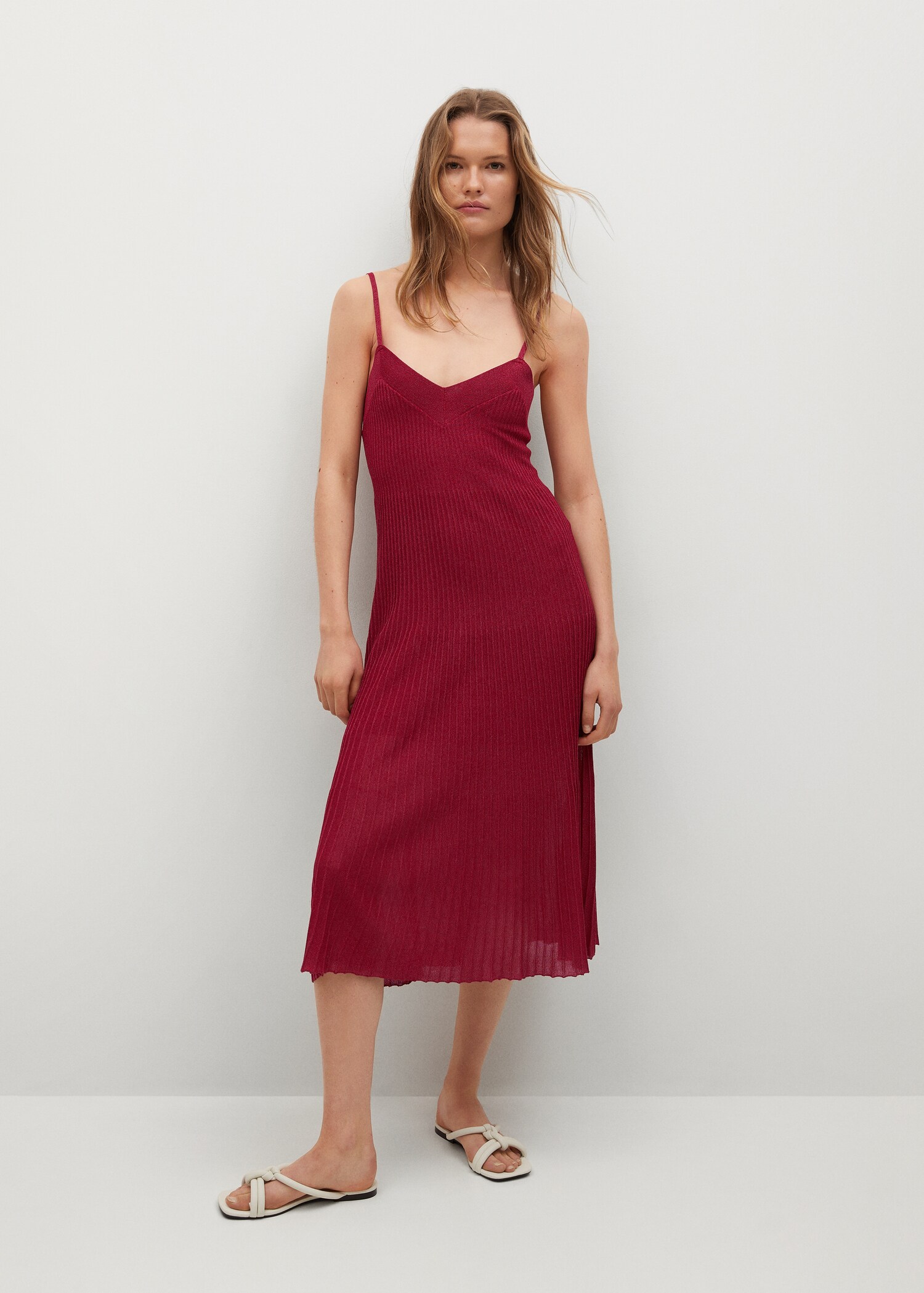 Vestido plisado punto - Plano general
