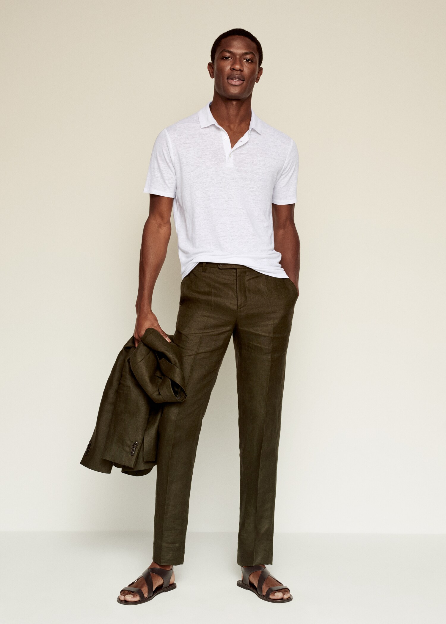 Polo slim fit 100% lino - Plano general