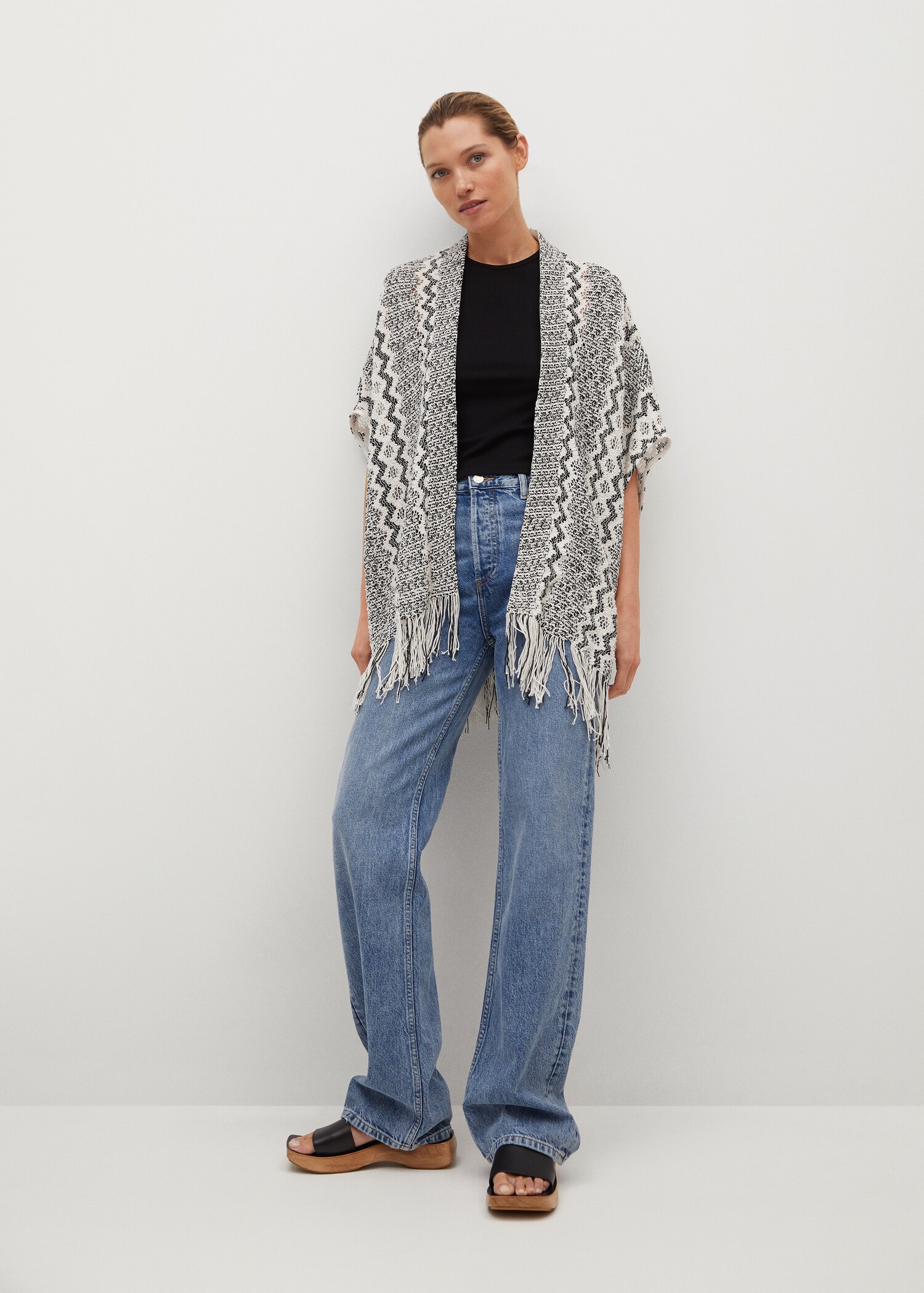 Úpletový kaftan s děrováním - Celkový náhled