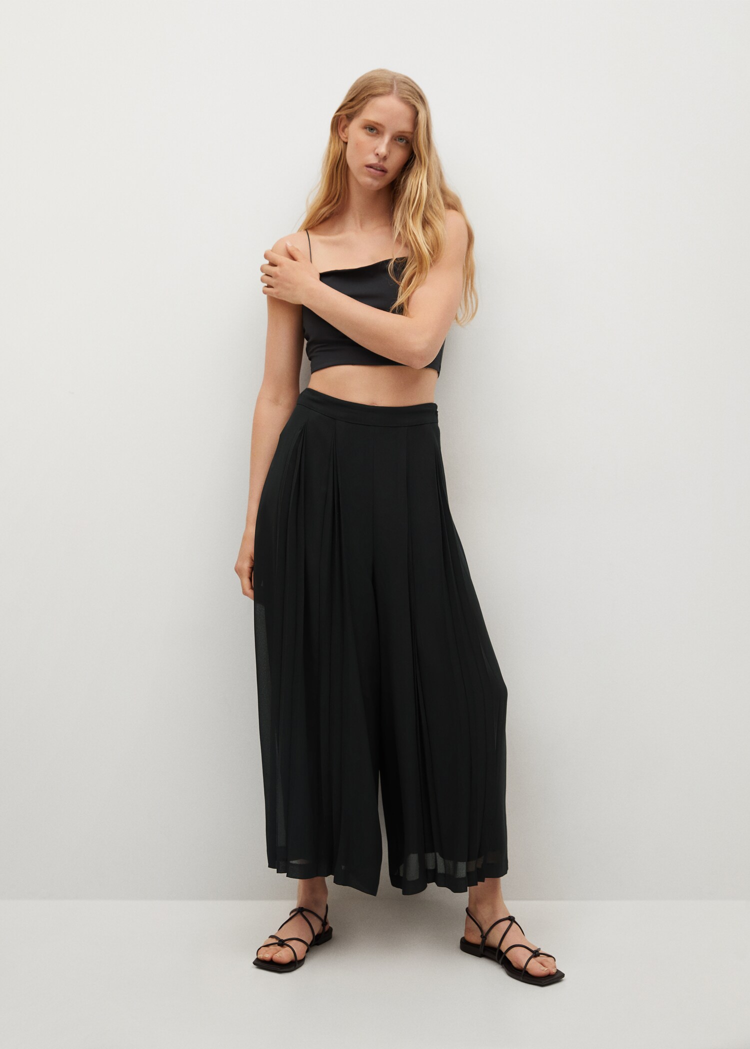 Pantalón culotte pliegues - Plano general