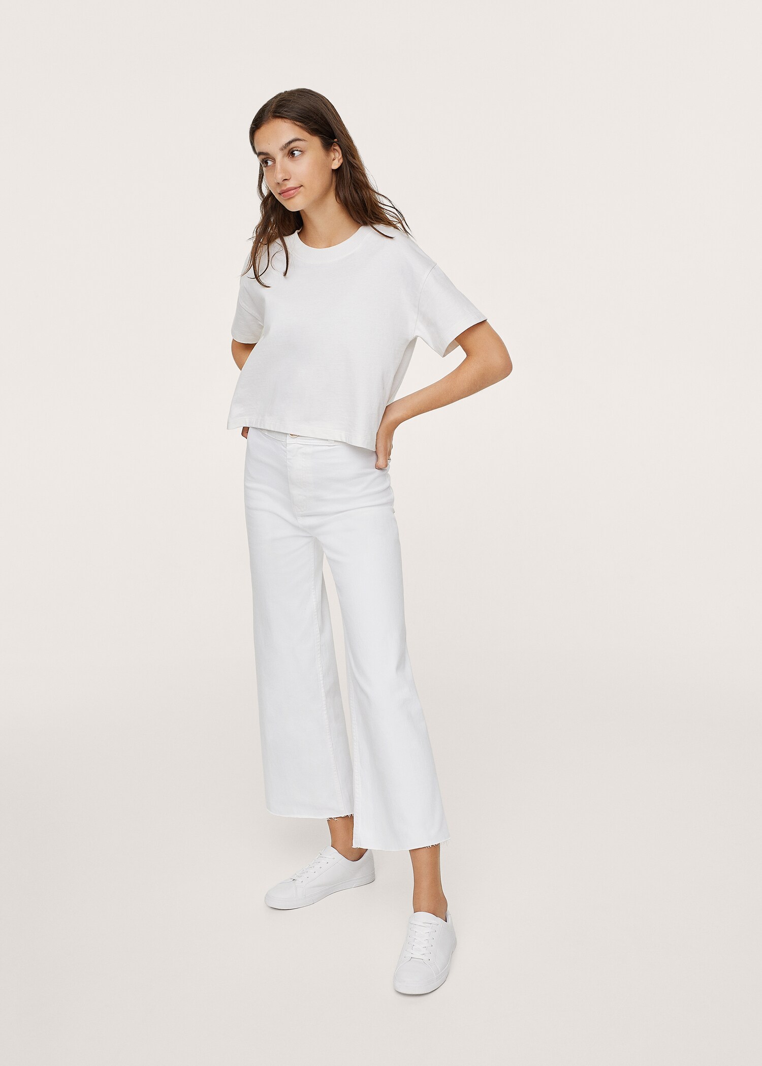 Cropped wide-leg jeans - General plane