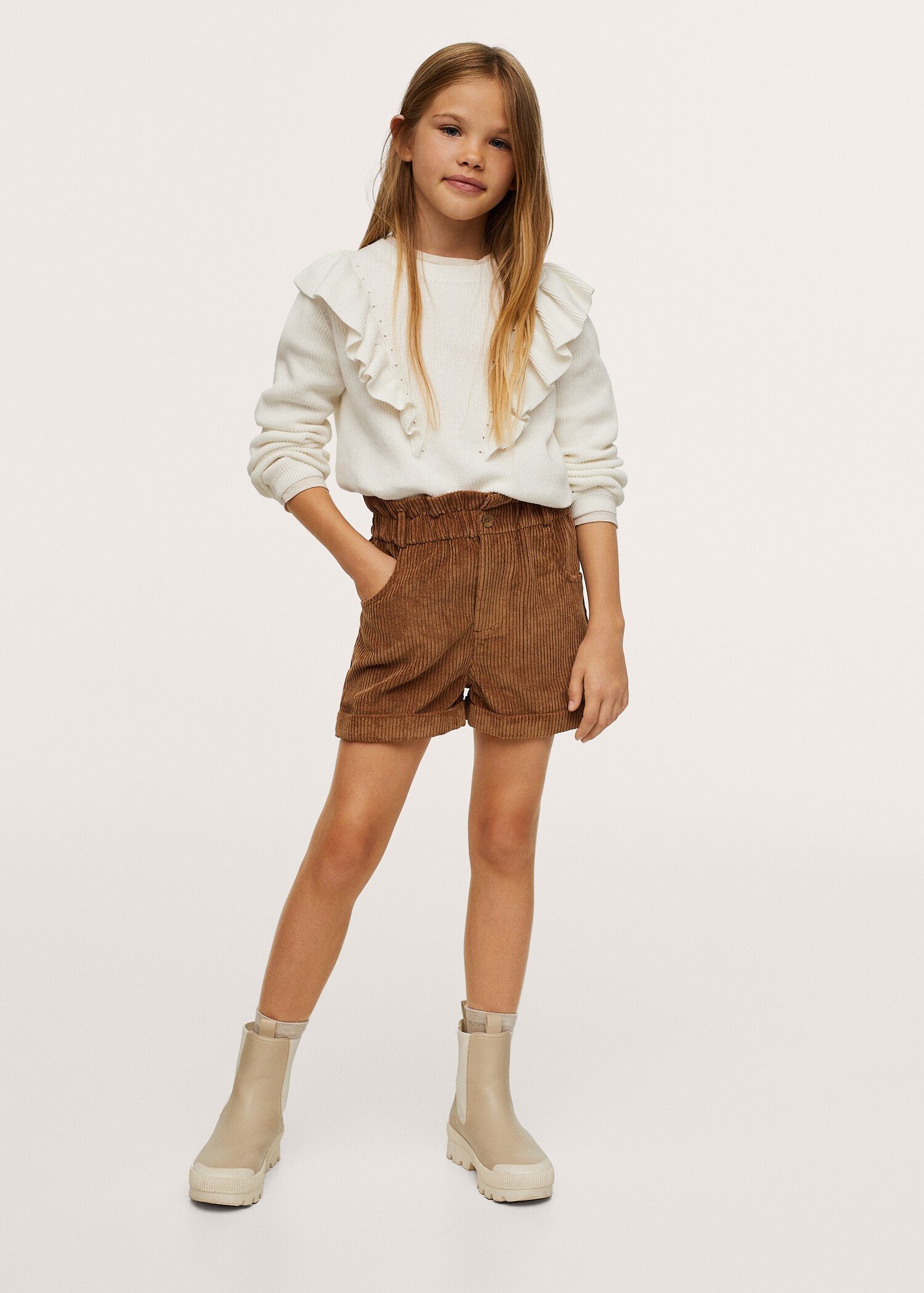 Paperbag-Shorts aus Cord - Allgemeine Ansicht