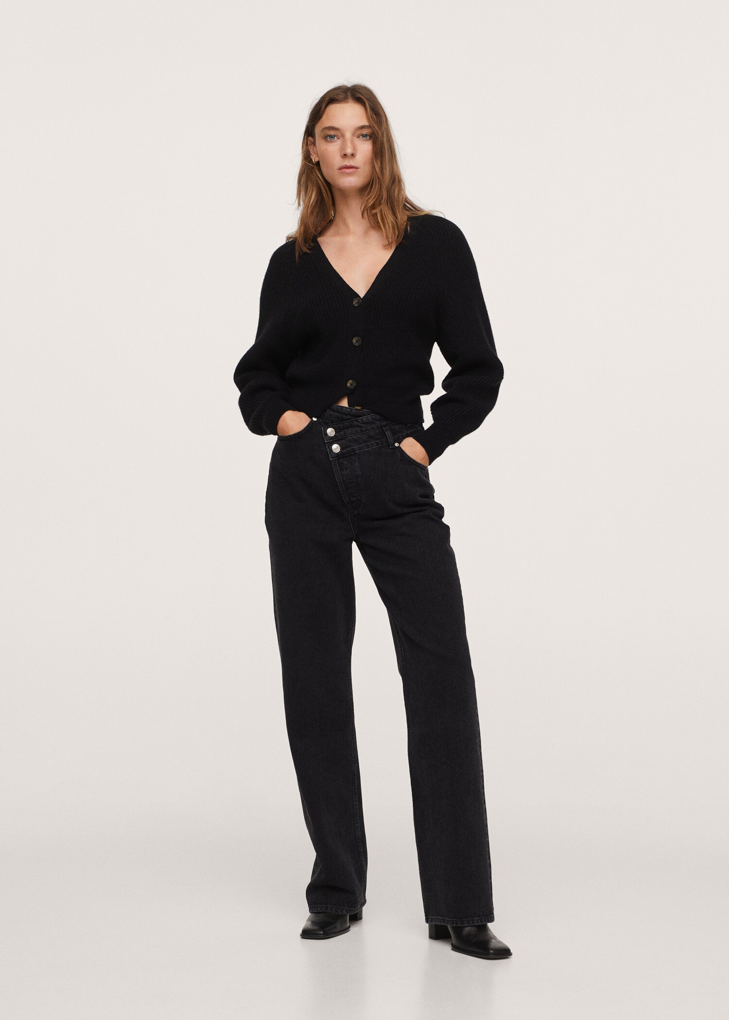 High waist straight jeans - General plane
