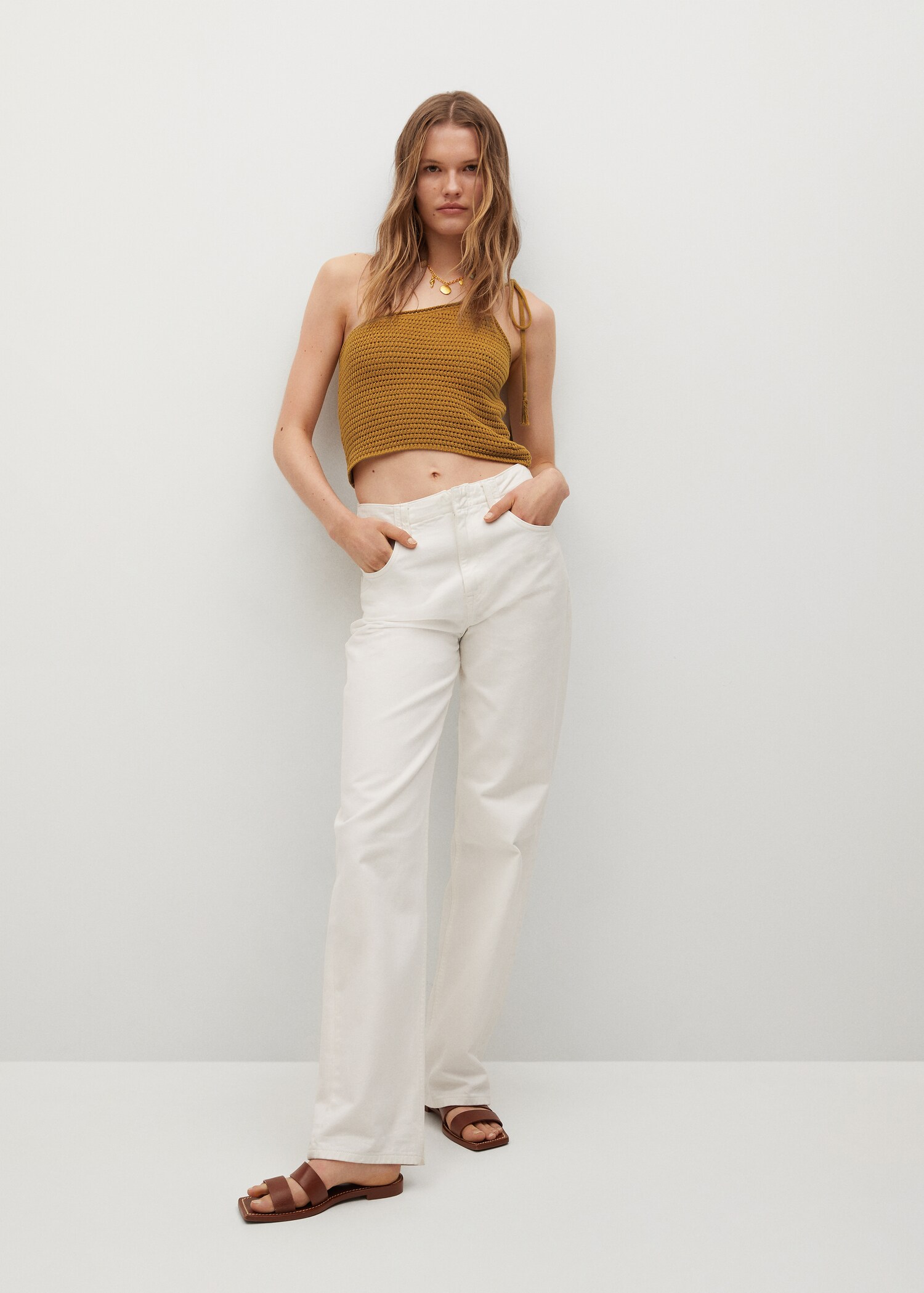 Openwork knit cotton top - General plane