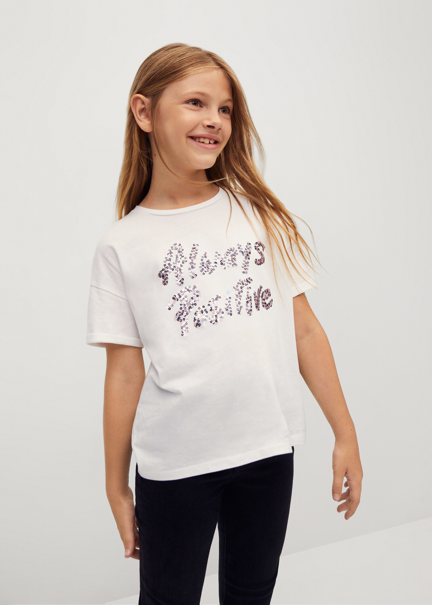 Sequined message T-shirt - General plane