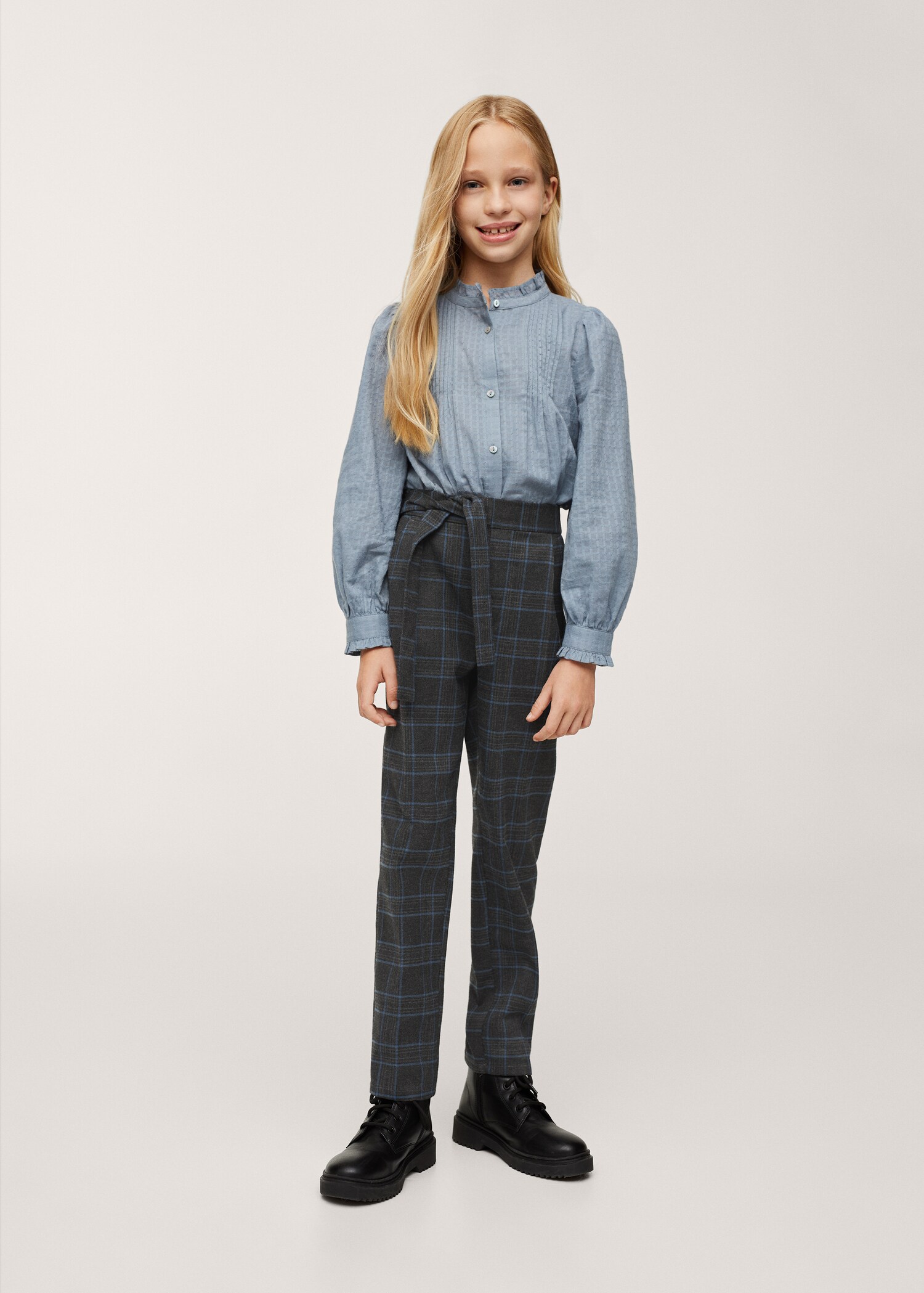 Bow belt check trousers - General plane