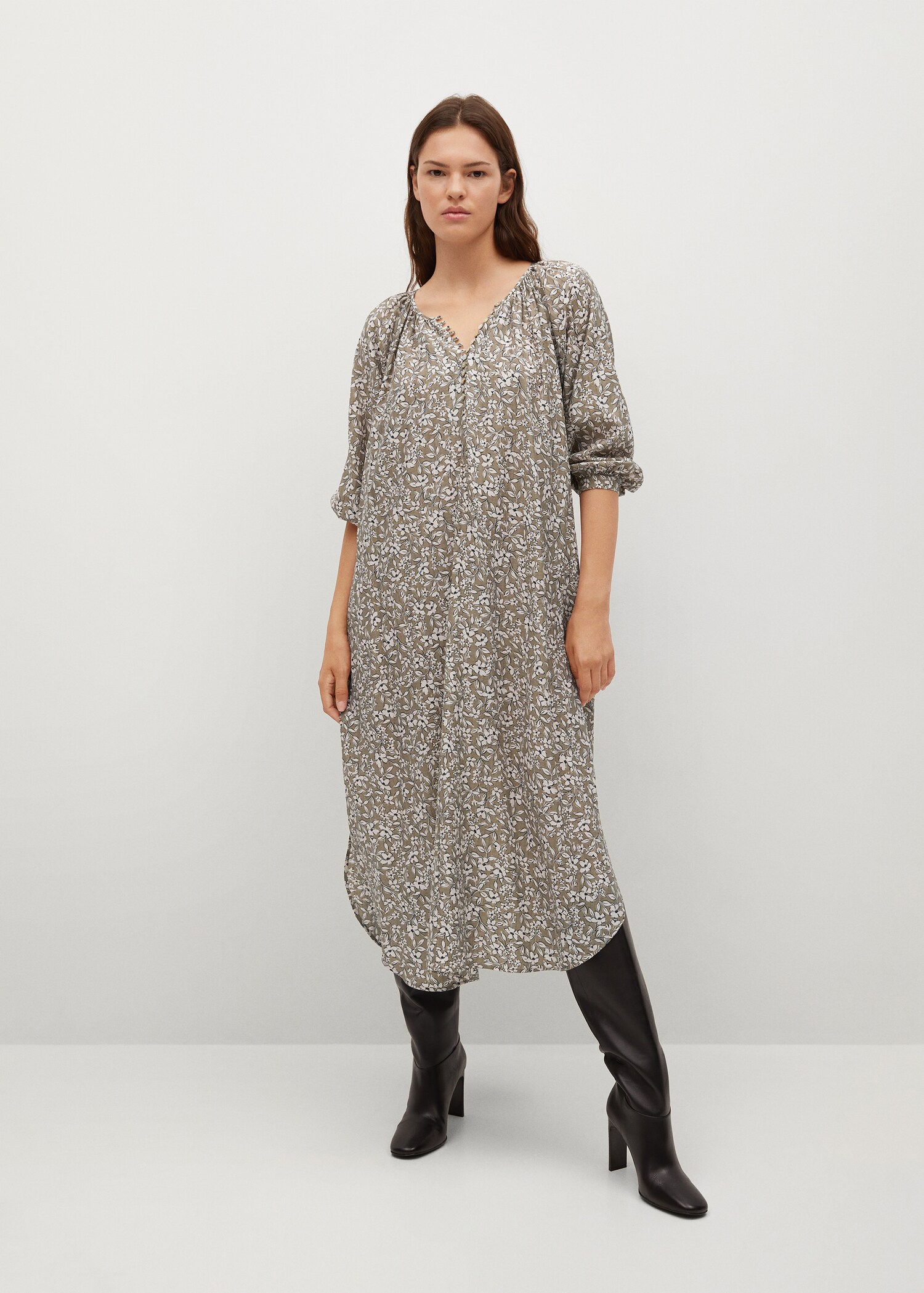 Vestido estampado botones - Plano general