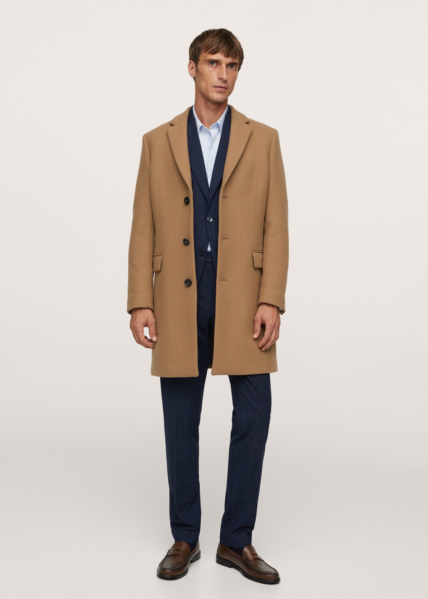 Long recycled wool coat - General plane