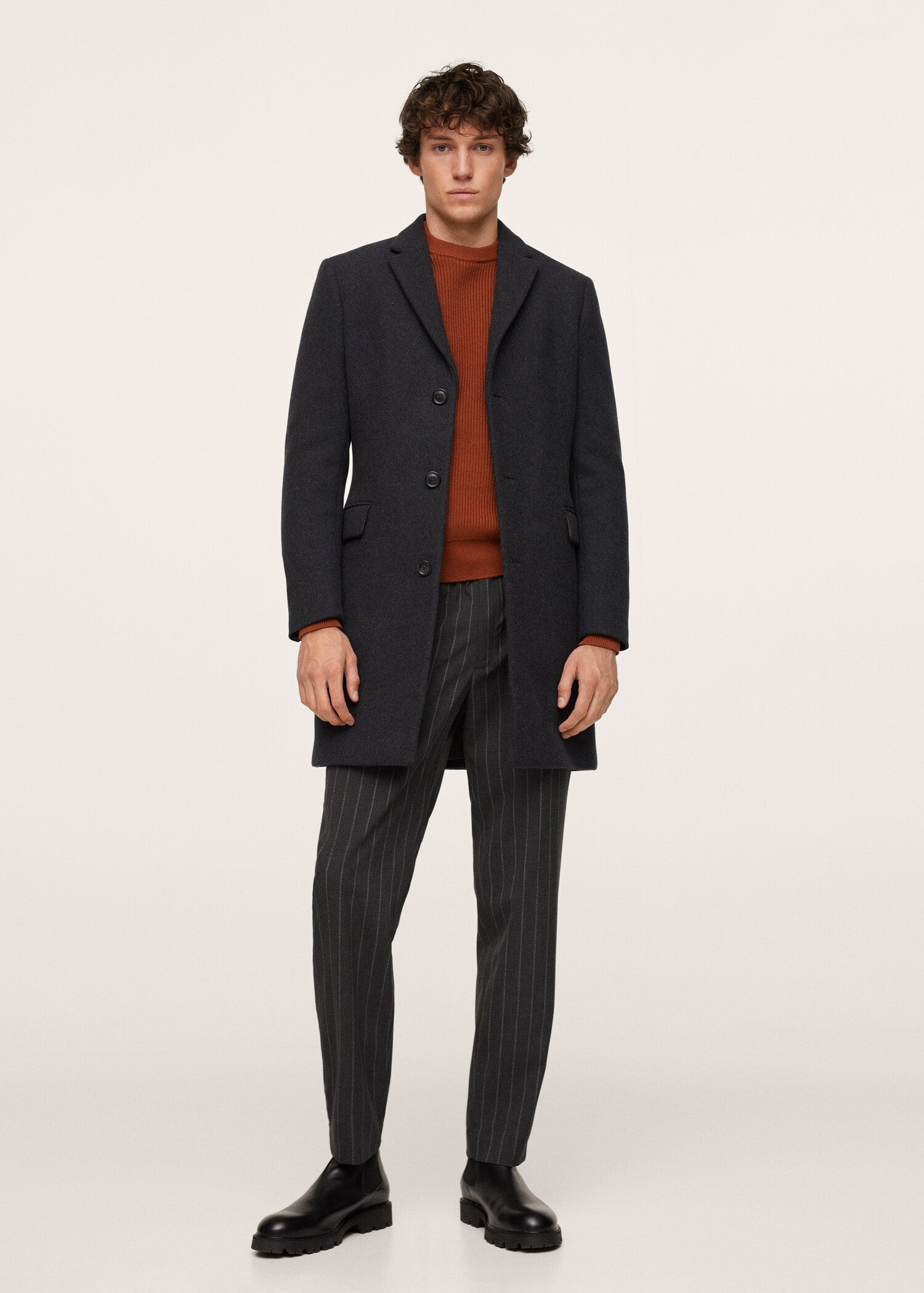 Long recycled wool coat - General plane