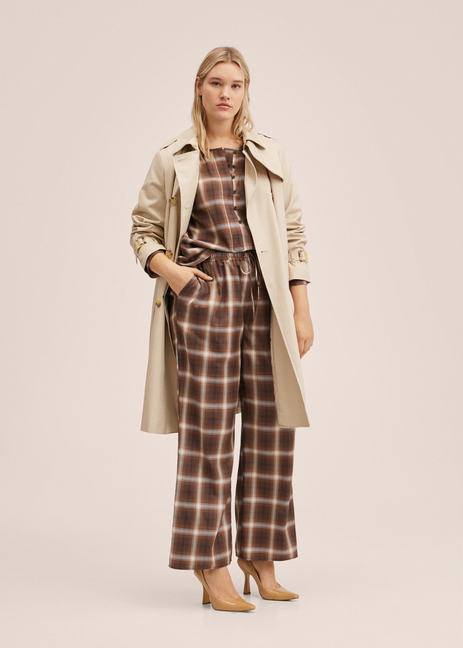 Straight checked trousers - General plane
