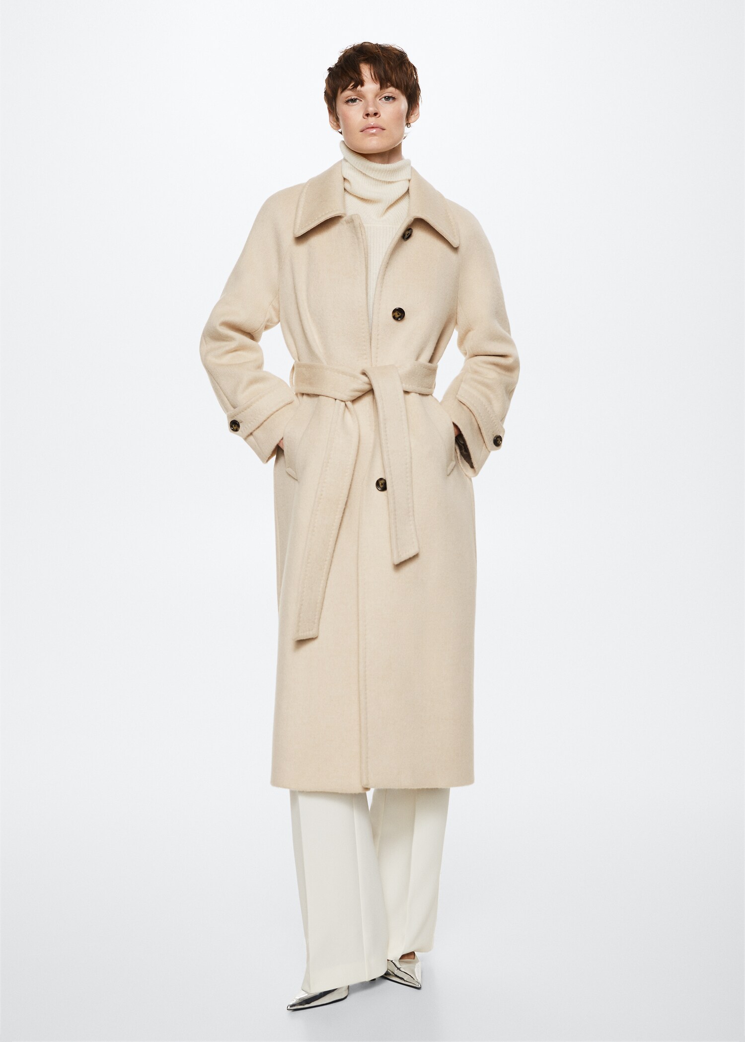 Manteau laine ceinture - Plan général