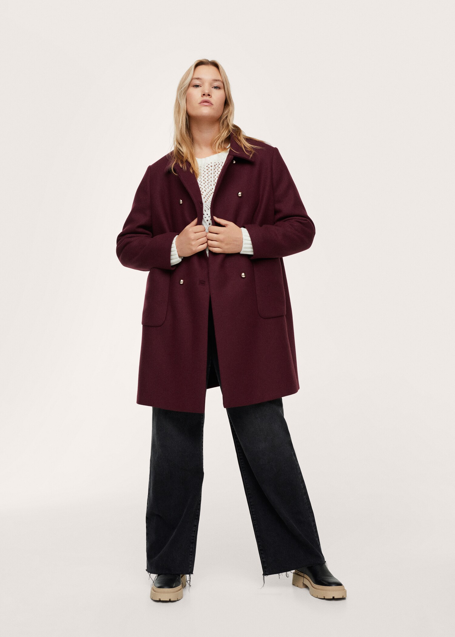 Double-breasted wool coat - General plane