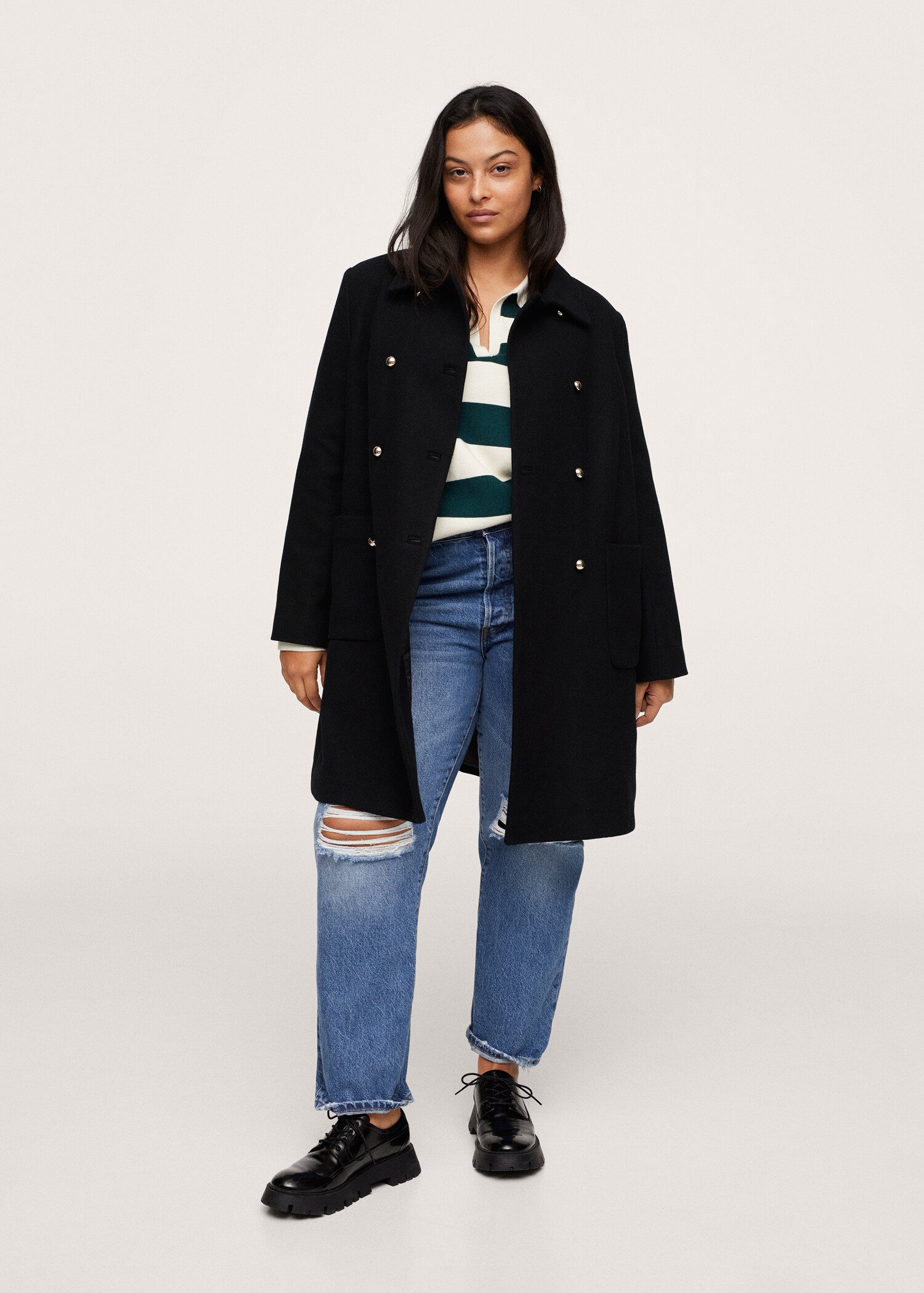 Double-breasted wool coat - General plane