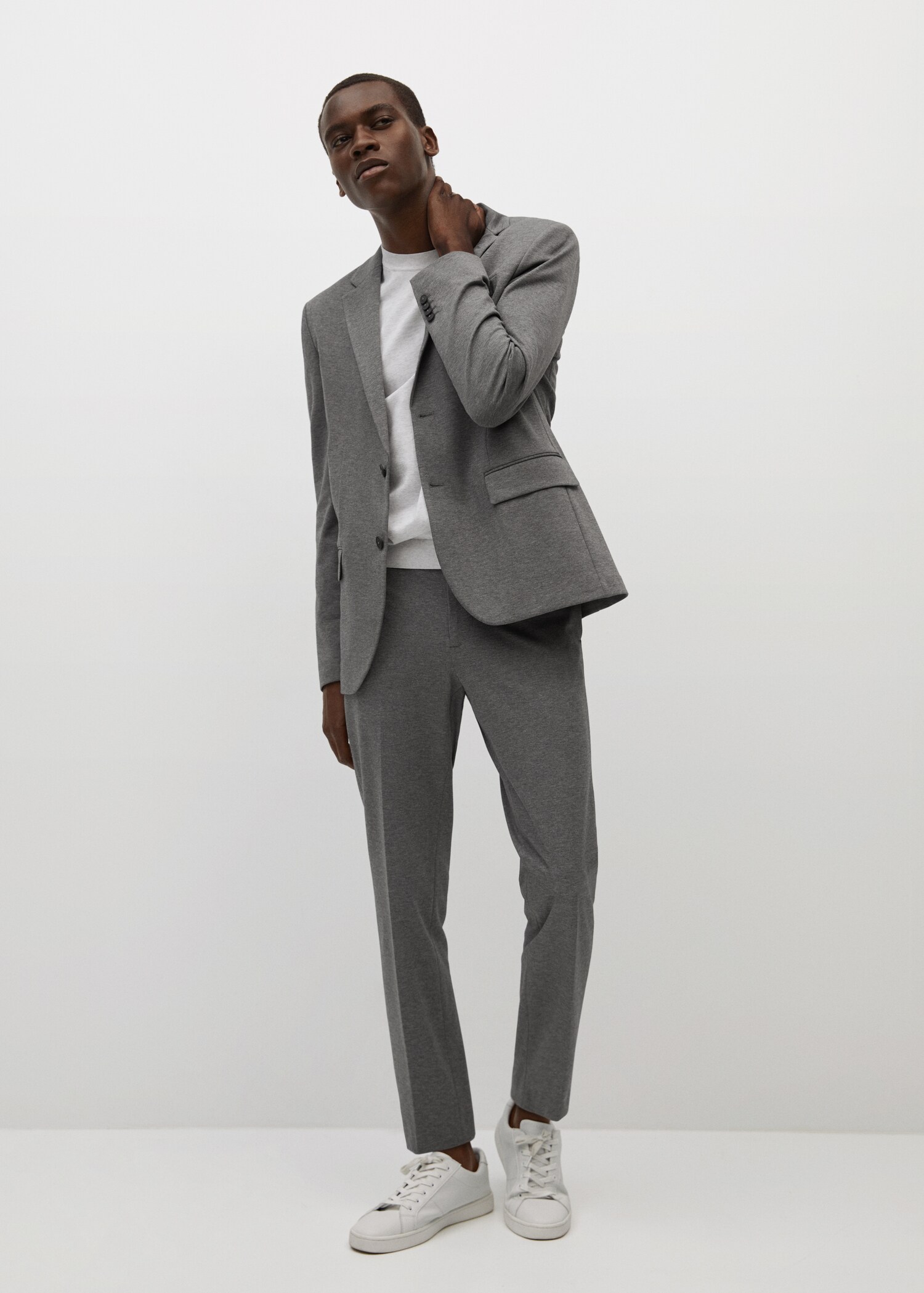 Bavlněné oblekové kalhoty slim fit - Celkový náhled