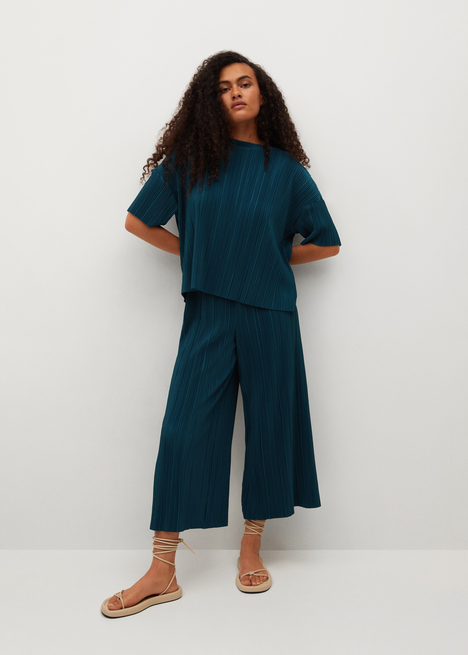 Textured culotte trousers - General plane