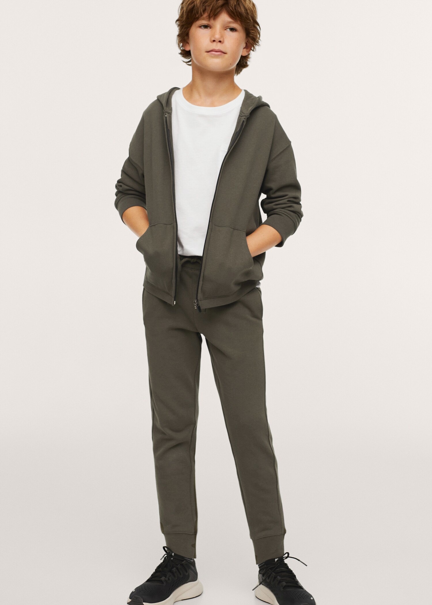 Sudadera algodón capucha cremallera - Plano general