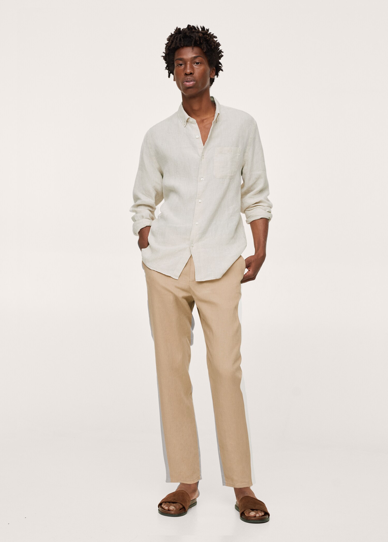 Slim Fit-Hemd aus 100 % Leinen - Allgemeine Ansicht