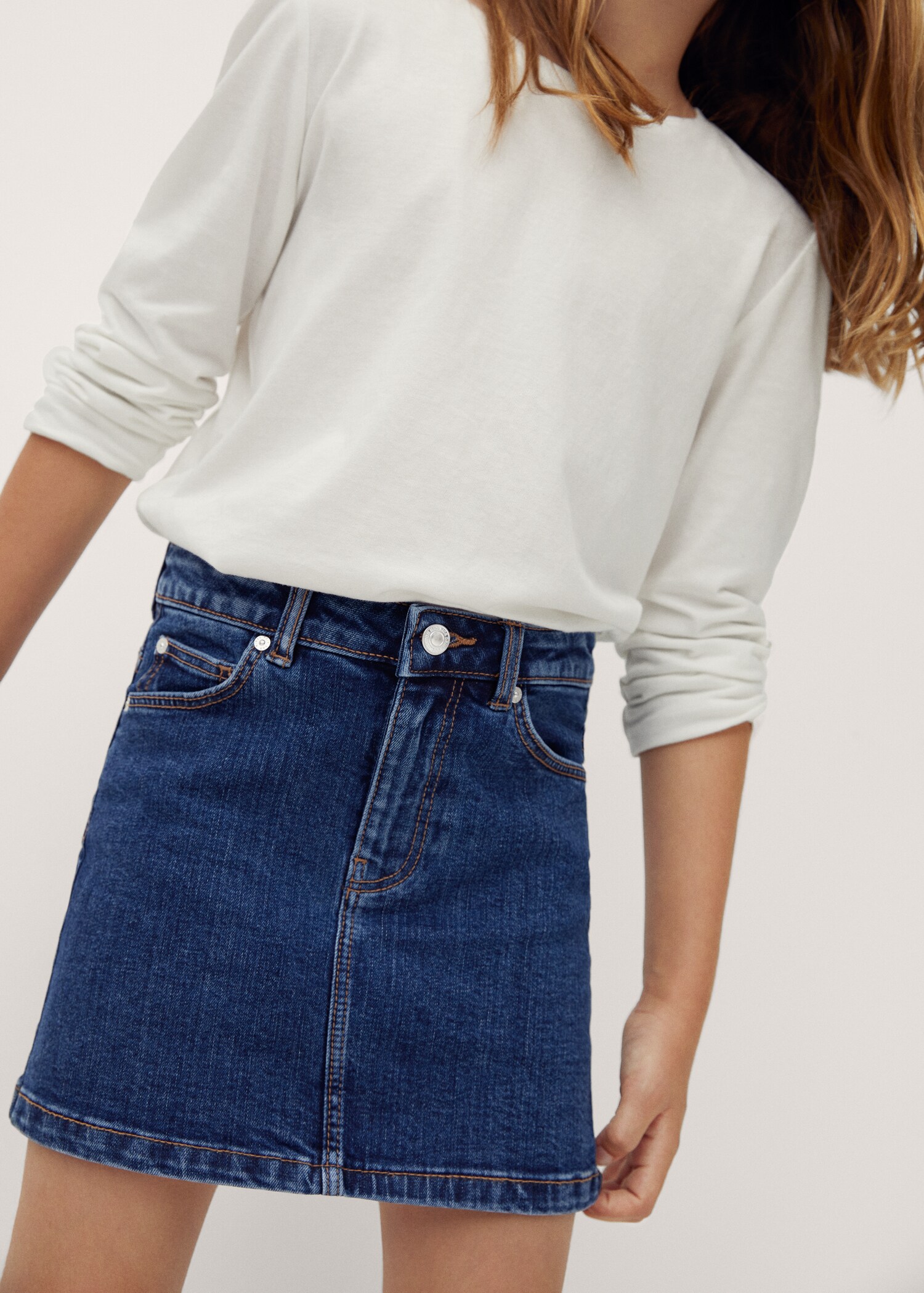 Short denim skirt - General plane