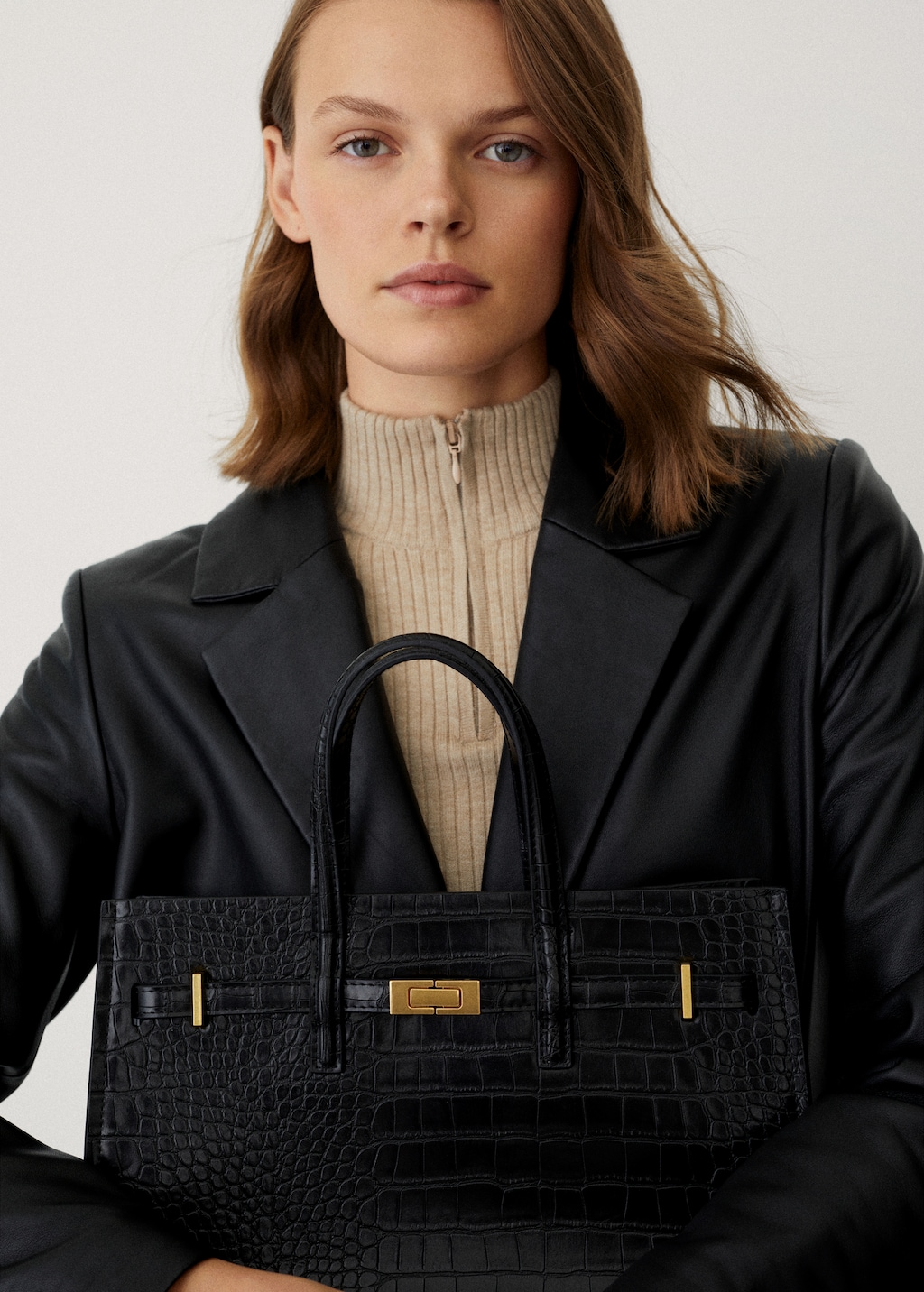 Croc effect bag mango on sale