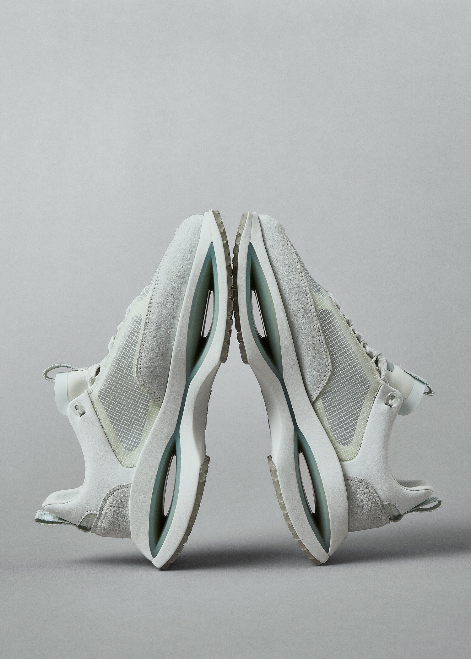 Leather trainers with transparent panels  - General plane