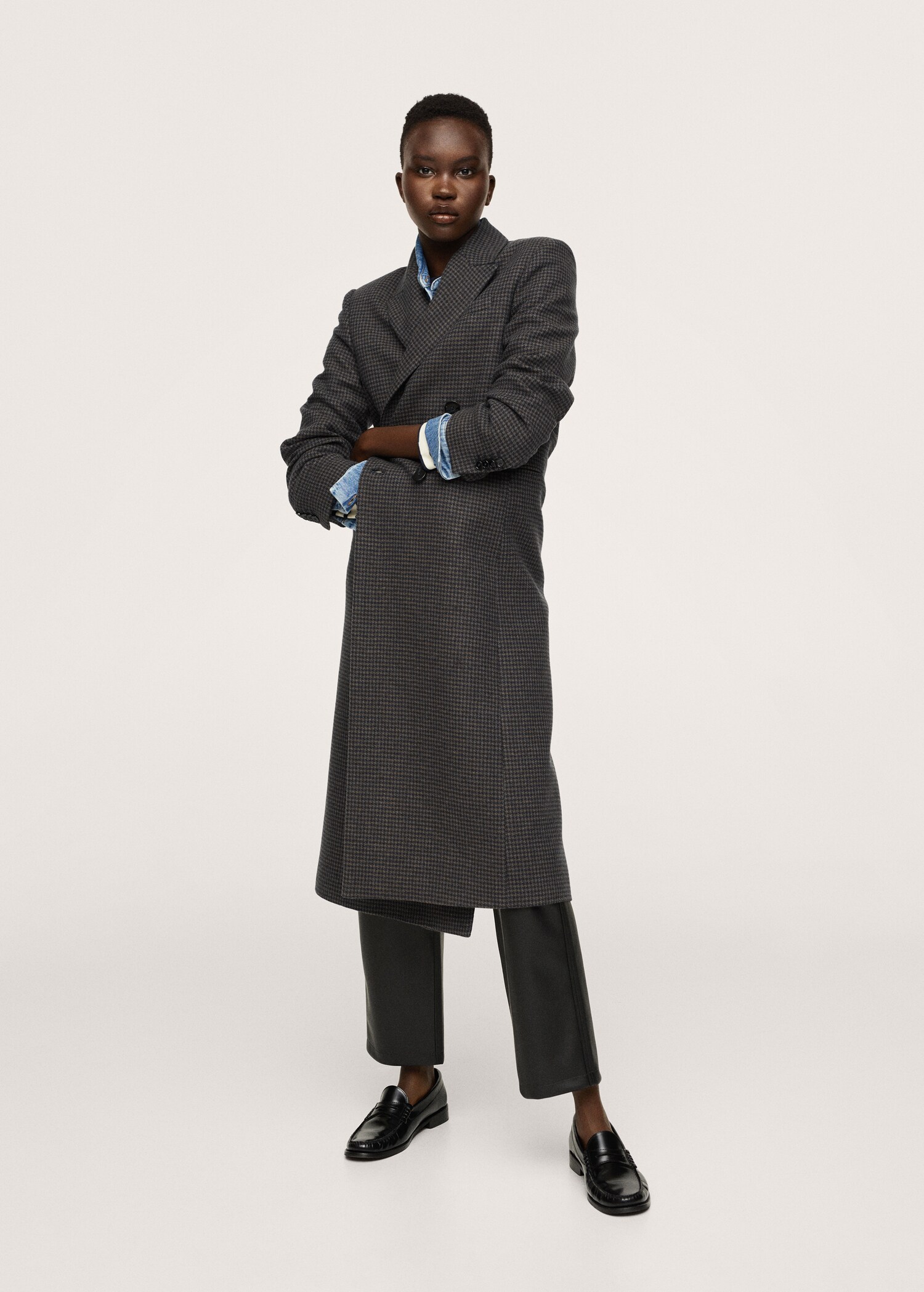 Checked wool-blend overcoat - General plane
