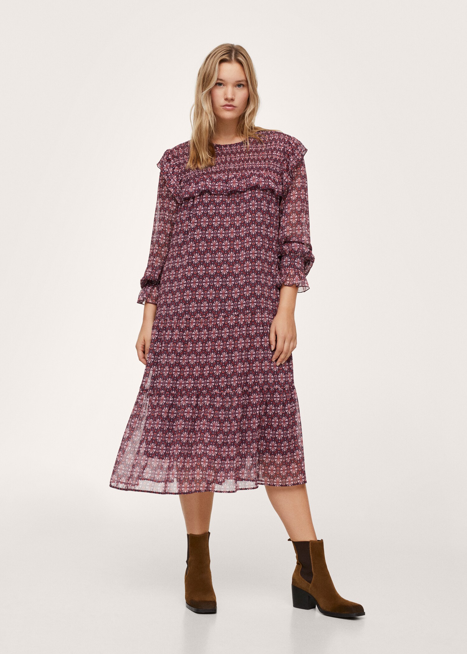 Ruffled printed dress - General plane