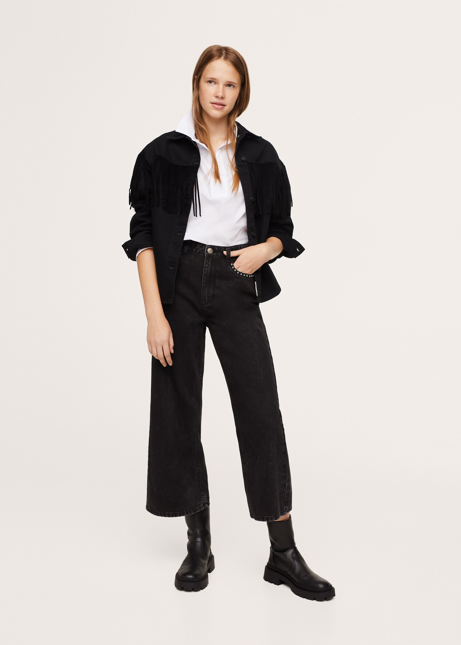 Studded culotte jeans - General plane