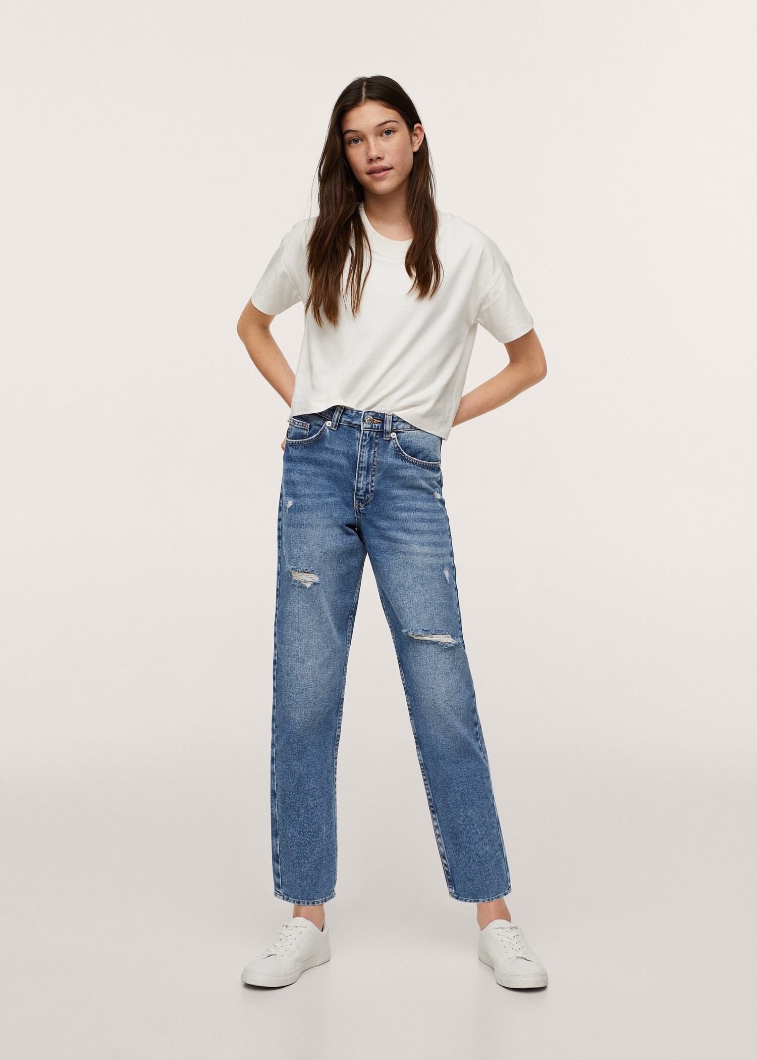 Džíny mom fit s ozdobným roztrháním - Celkový náhled