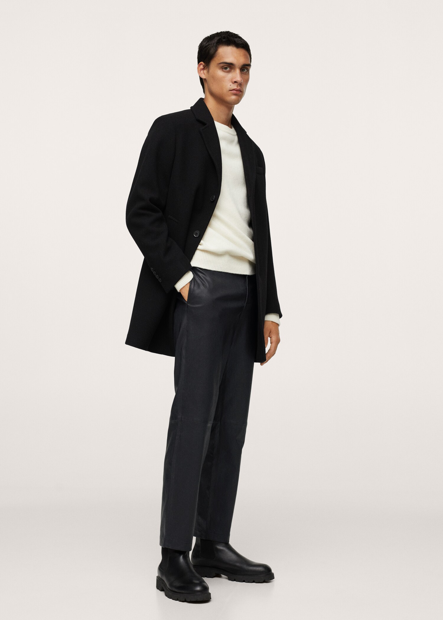 Pantalón piel regular fit - Plano general
