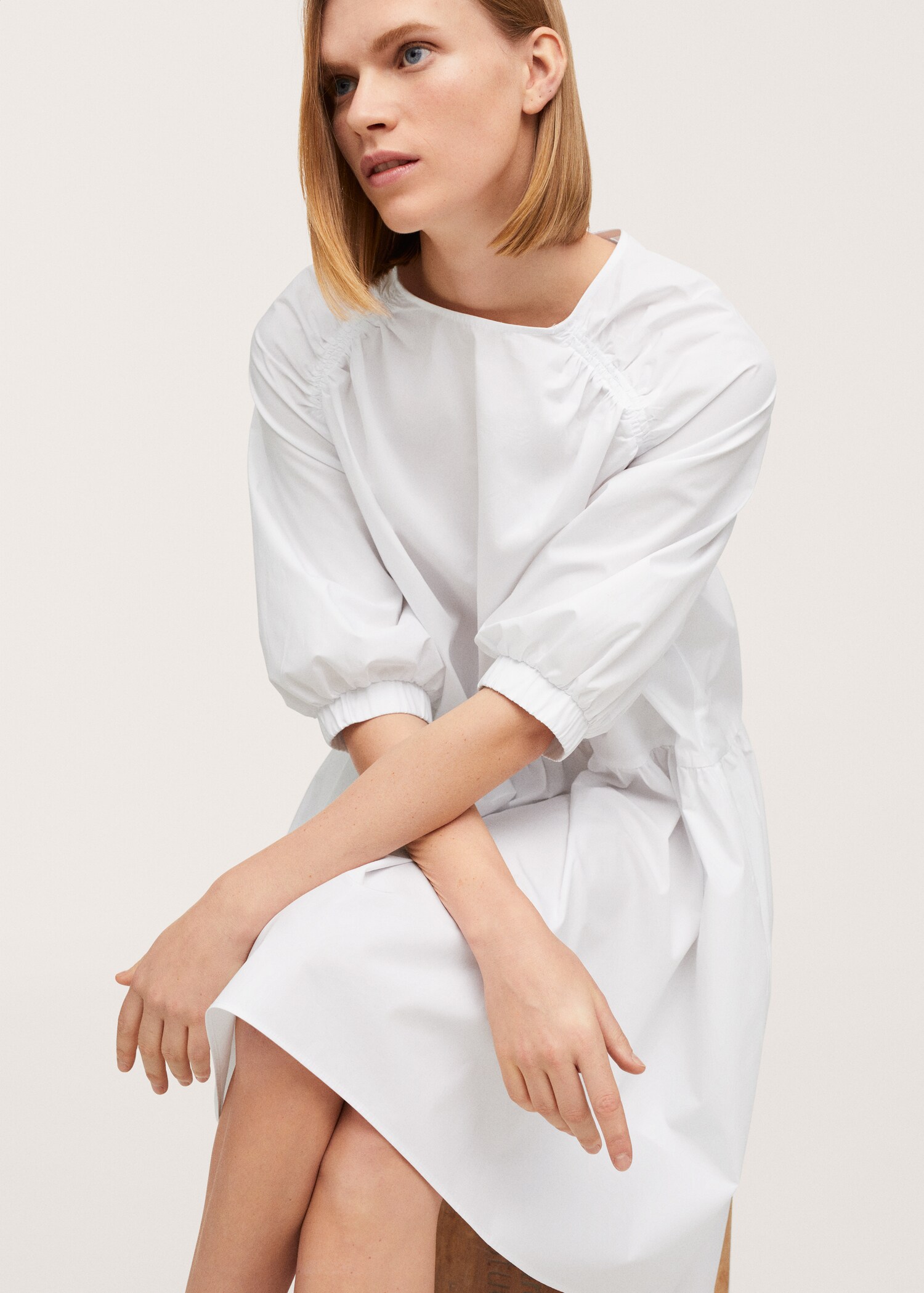 Puffed sleeves cotton dress - Details of the article 2