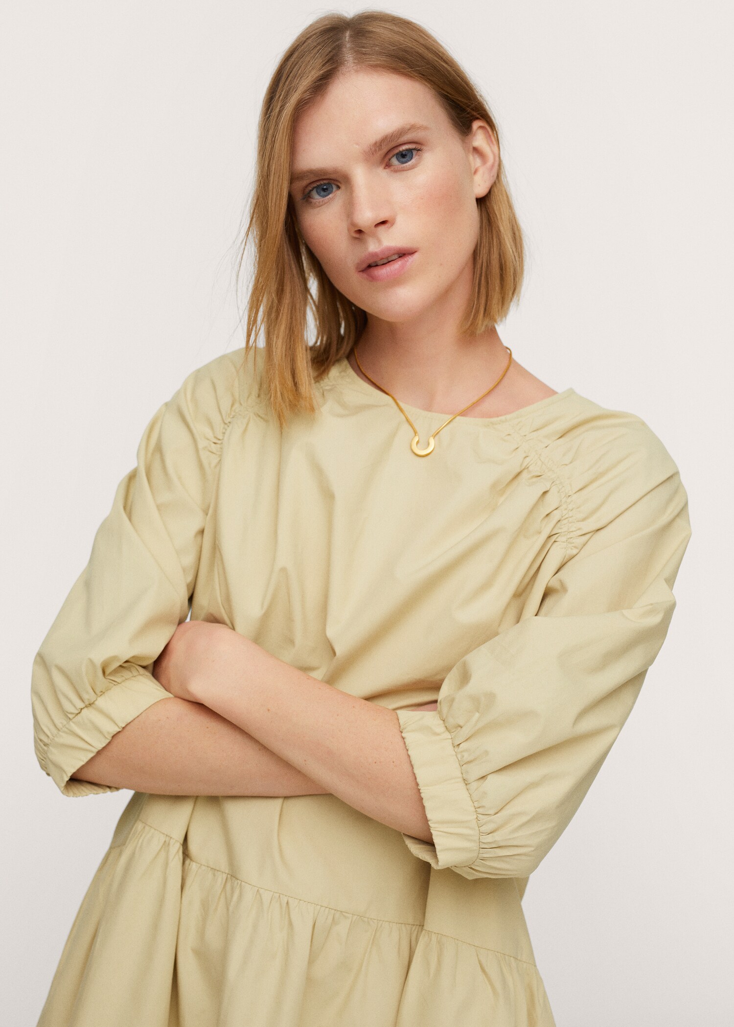 Puffed sleeves cotton dress - Details of the article 1