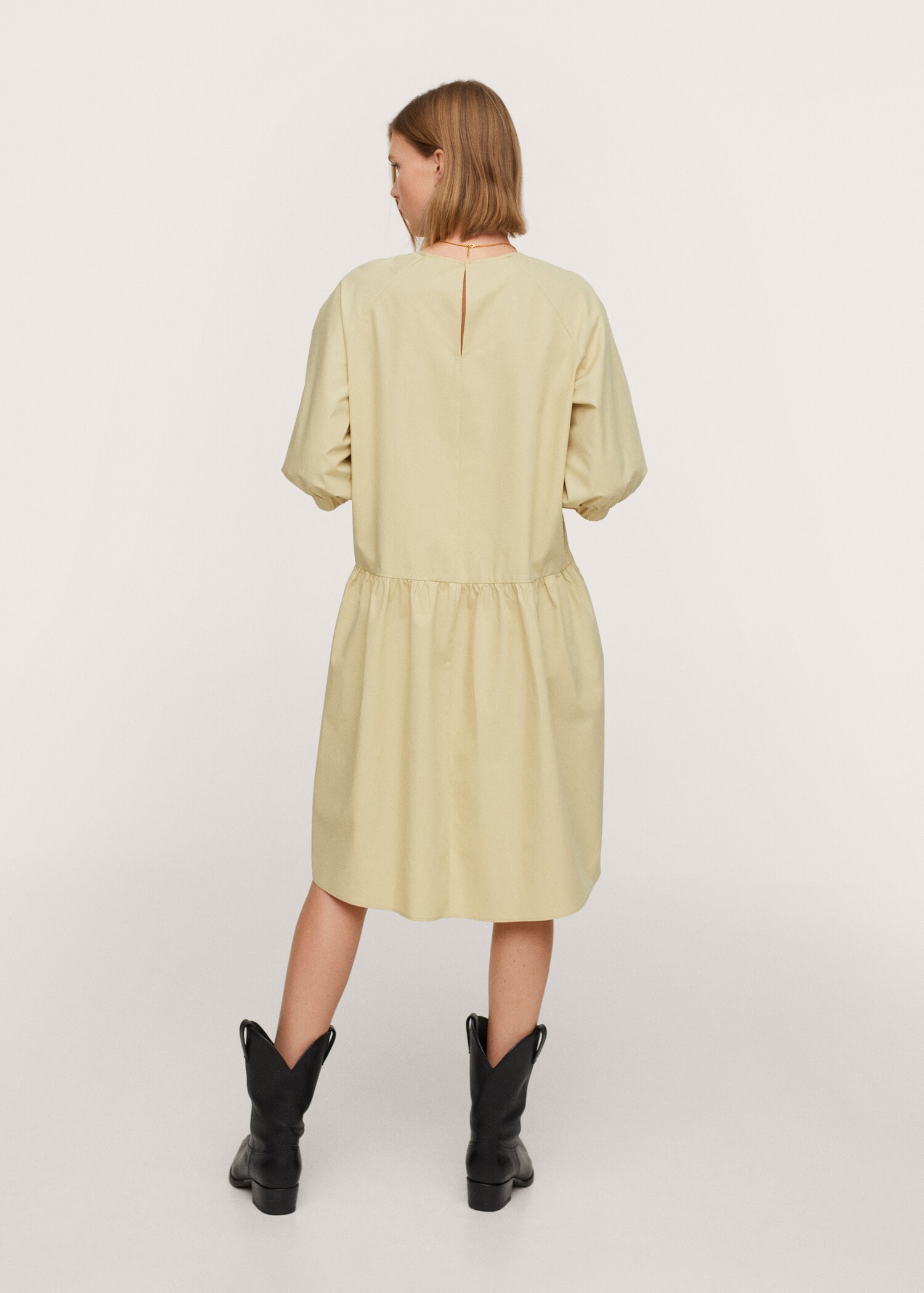 Puffed sleeves cotton dress - Reverse of the article