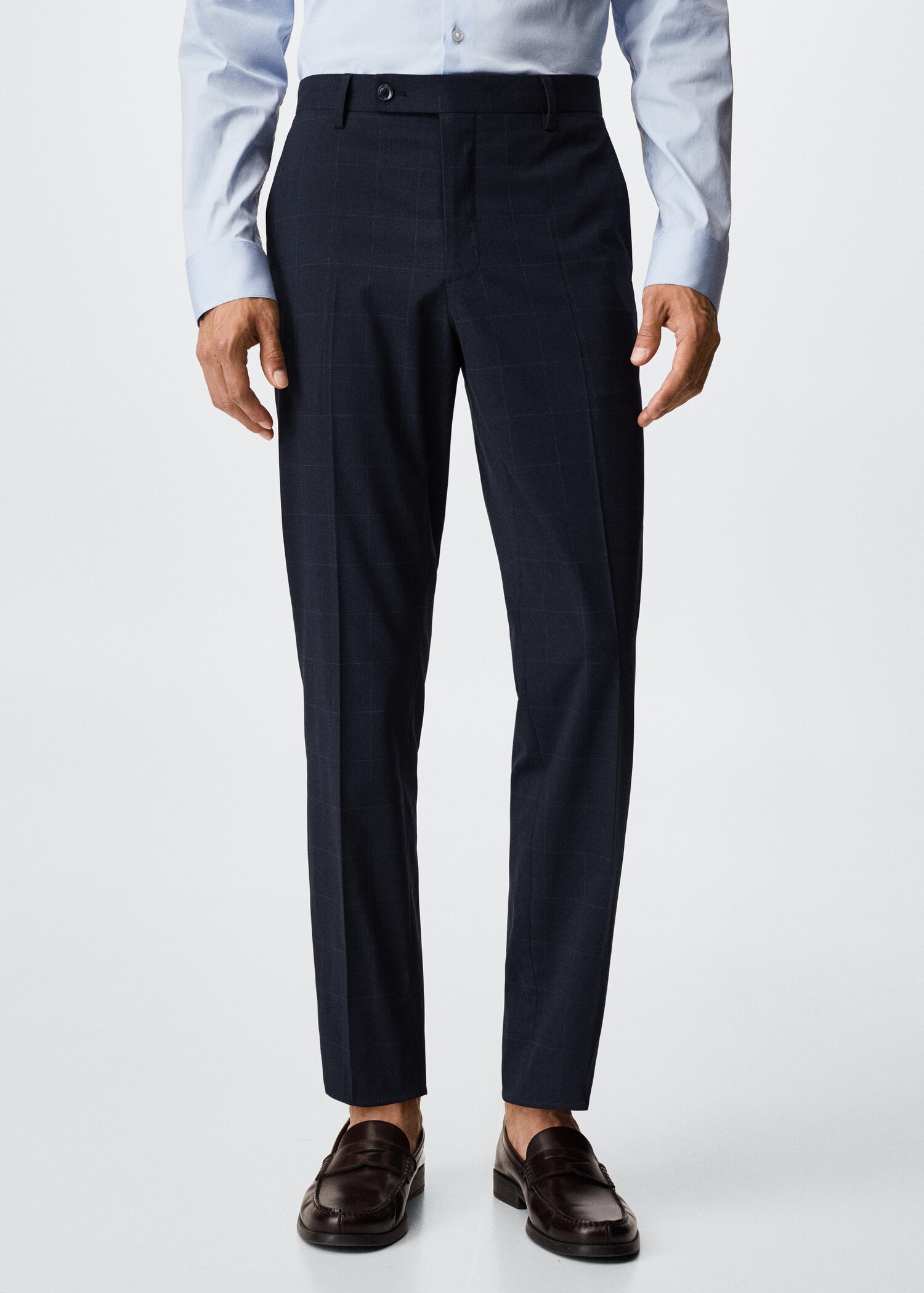 Pantalons vestir slim fit quadres - Pla mig