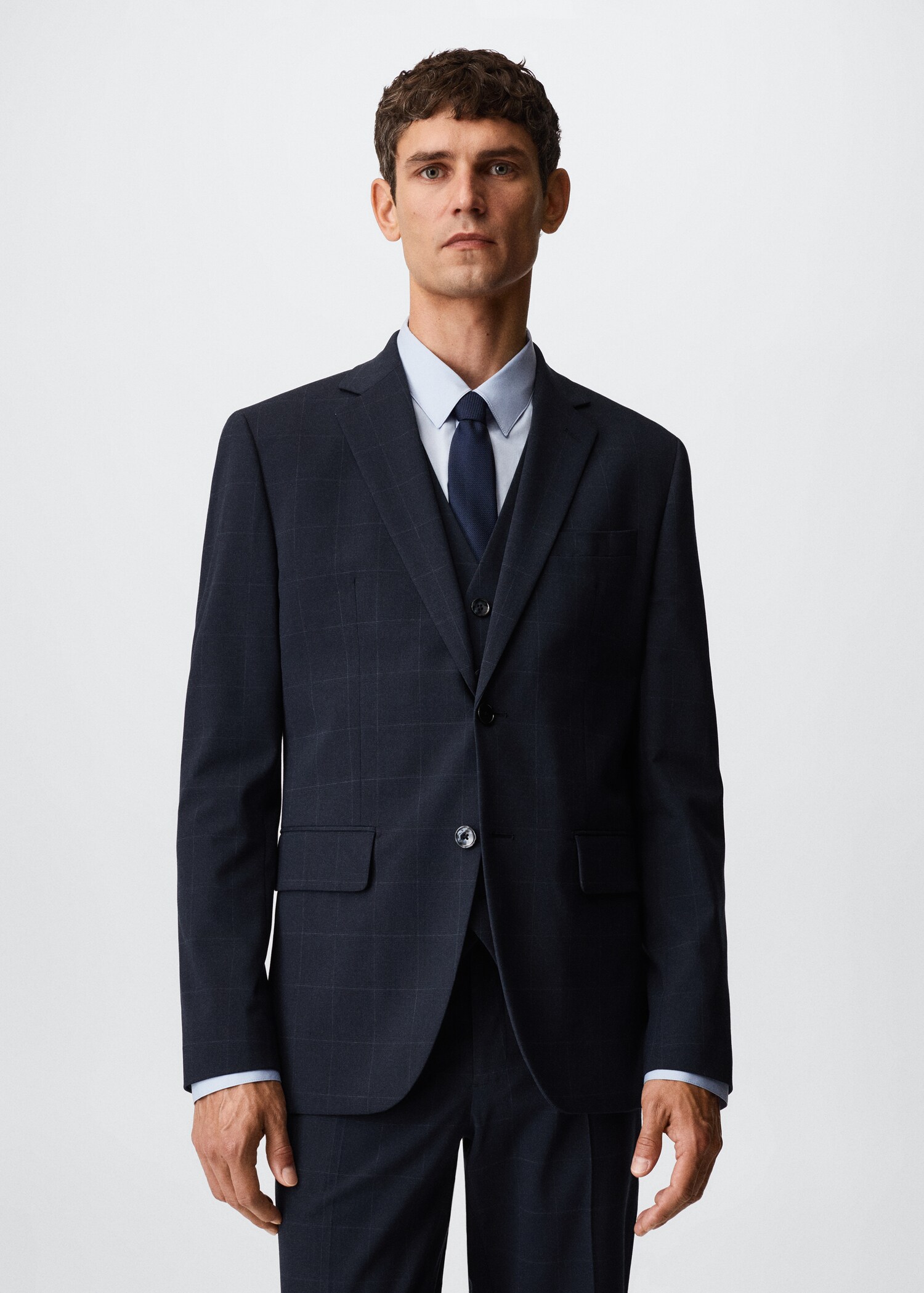 Americana vestir slim fit quadres - Pla mig